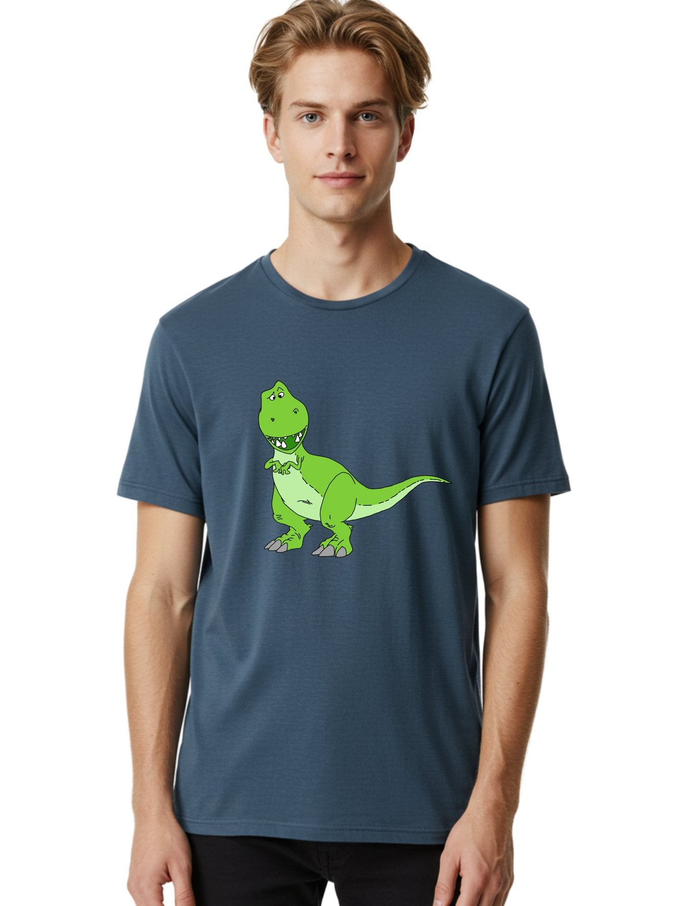 T-Rex Men'S Graphic Tee, 100% Cotton, Comfortable Casual Summer Wear, Machine Washable, Cartoon T-Rex, Green Dinosaur, Prehistoric Creature, Toothy Grin, Playful Expression, Dinosaur Illustration, Children'S Character, Fun And Friendly, -  Aaa128 14