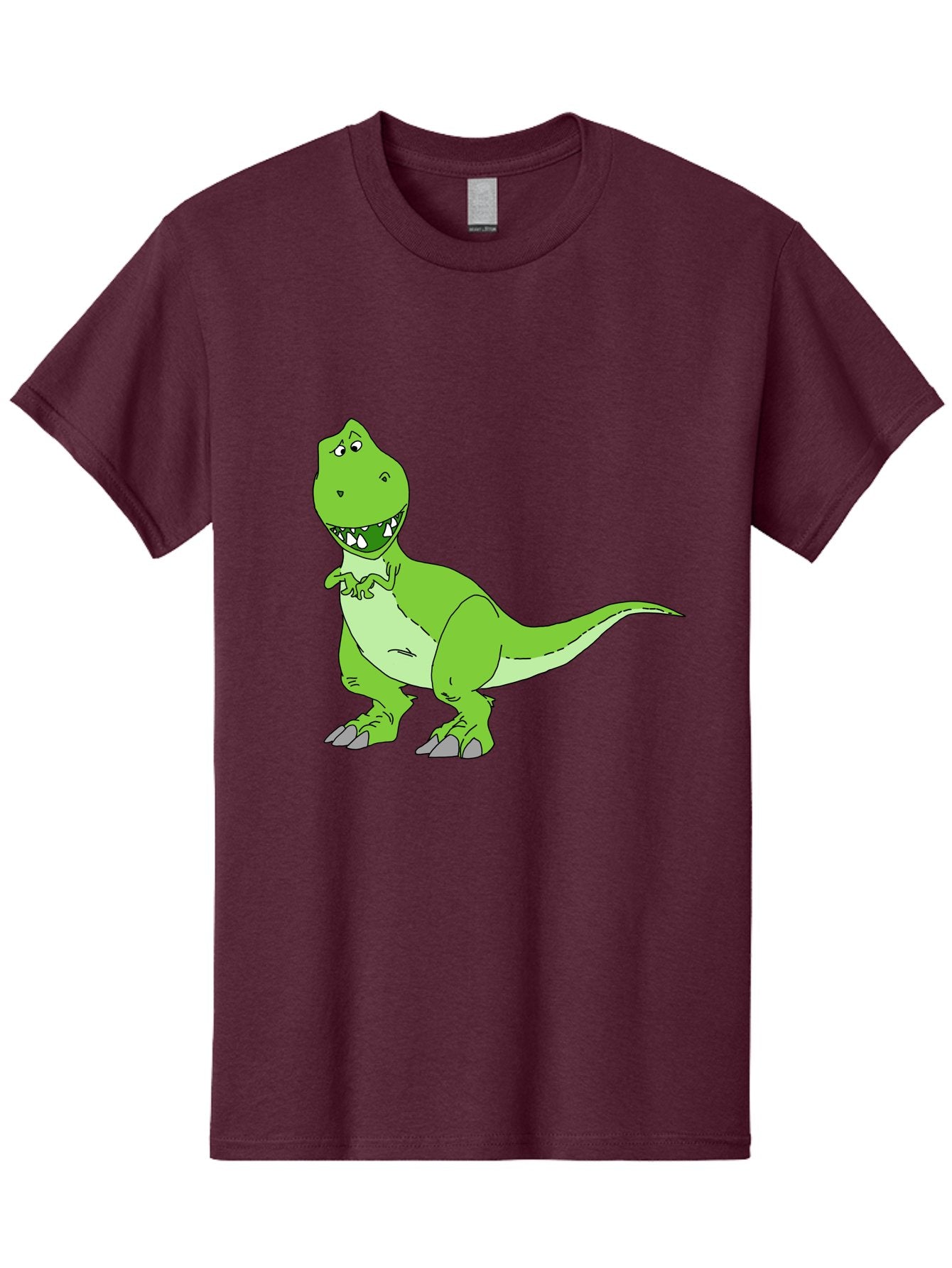 T-Rex Men'S Graphic Tee, 100% Cotton, Comfortable Casual Summer Wear, Machine Washable, Cartoon T-Rex, Green Dinosaur, Prehistoric Creature, Toothy Grin, Playful Expression, Dinosaur Illustration, Children'S Character, Fun And Friendly, -  Aaa128 5