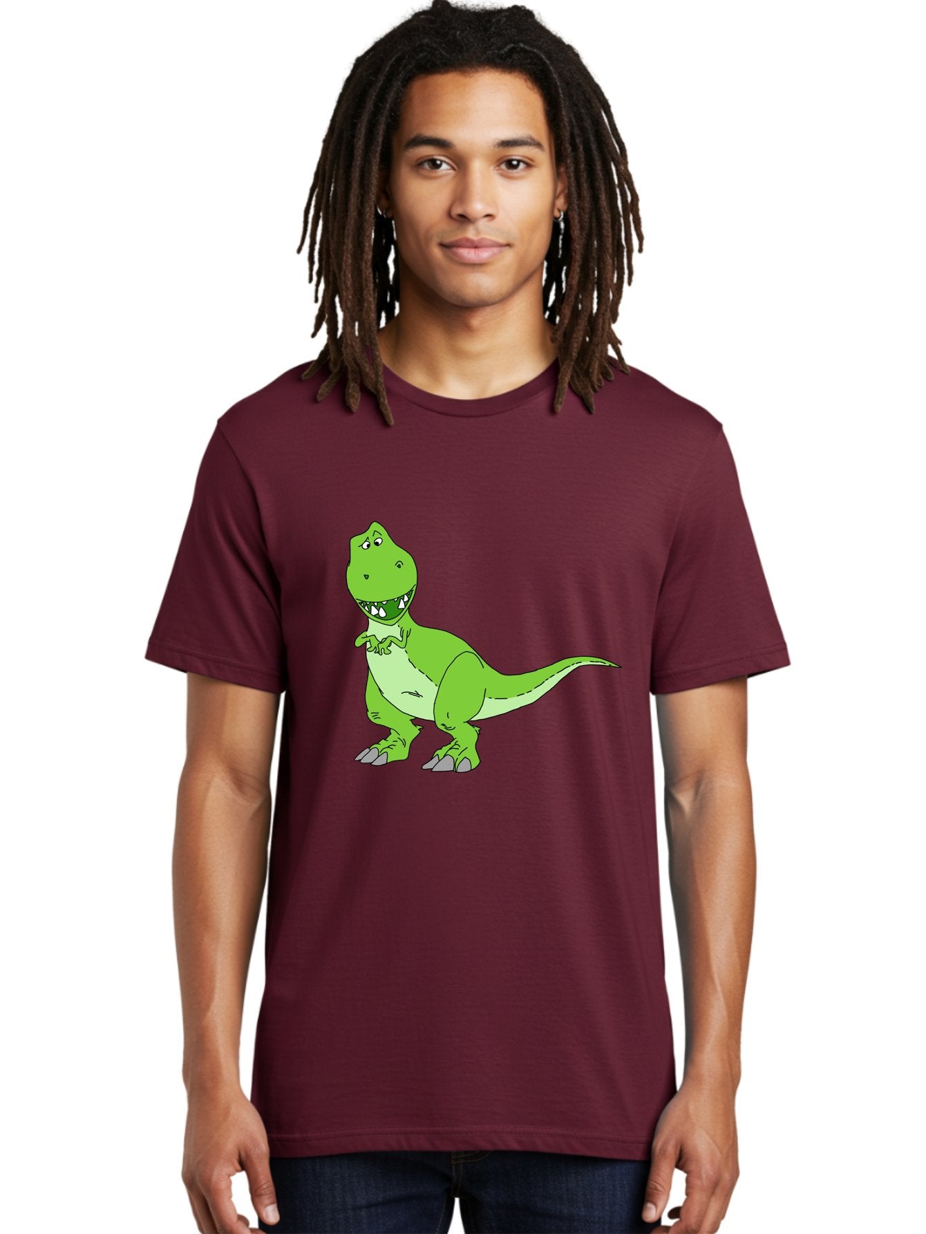 T-Rex Men'S Graphic Tee, 100% Cotton, Comfortable Casual Summer Wear, Machine Washable, Cartoon T-Rex, Green Dinosaur, Prehistoric Creature, Toothy Grin, Playful Expression, Dinosaur Illustration, Children'S Character, Fun And Friendly, -  Aaa128 6