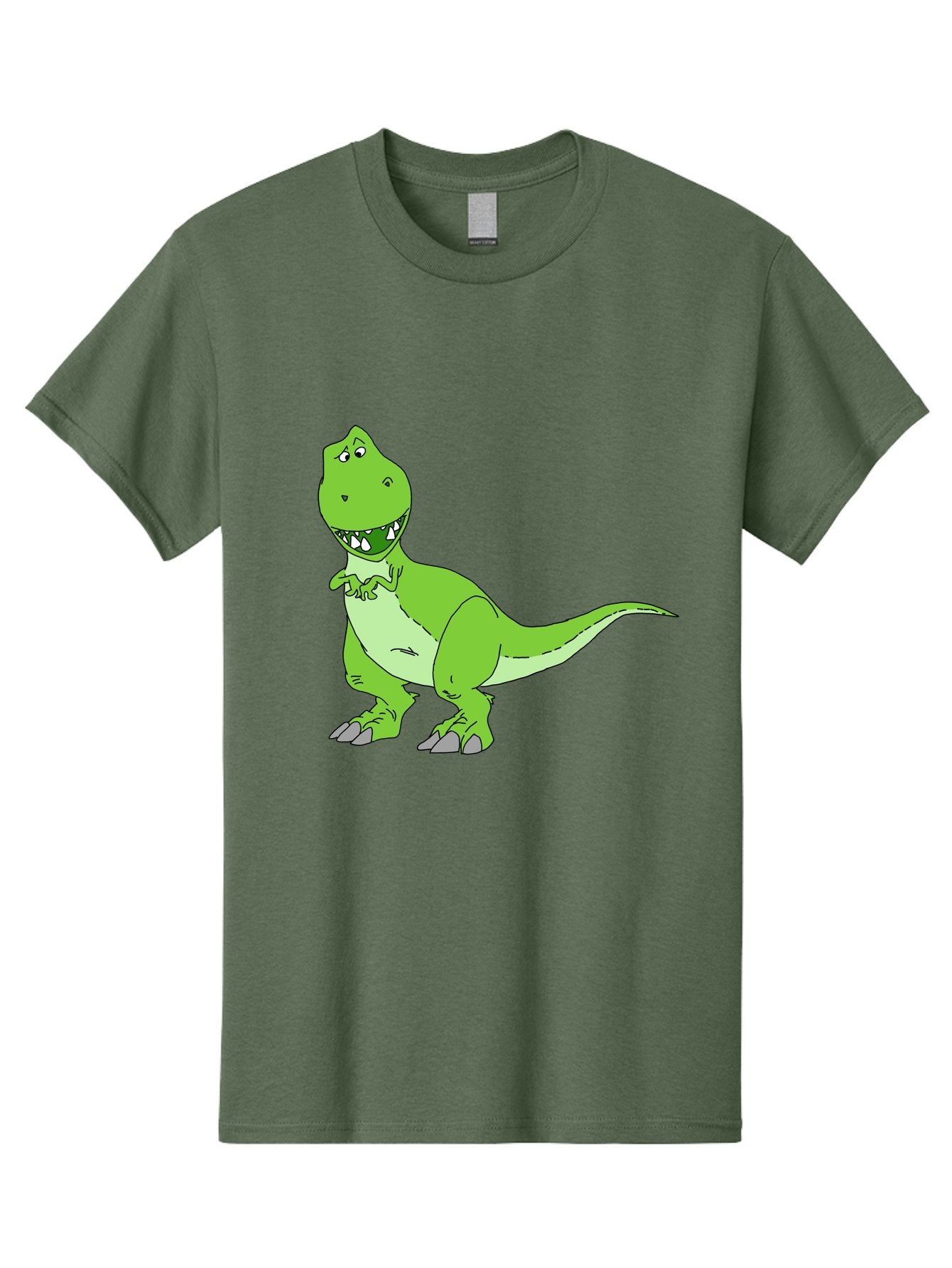 T-Rex Men'S Graphic Tee, 100% Cotton, Comfortable Casual Summer Wear, Machine Washable, Cartoon T-Rex, Green Dinosaur, Prehistoric Creature, Toothy Grin, Playful Expression, Dinosaur Illustration, Children'S Character, Fun And Friendly, -  Aaa128 7