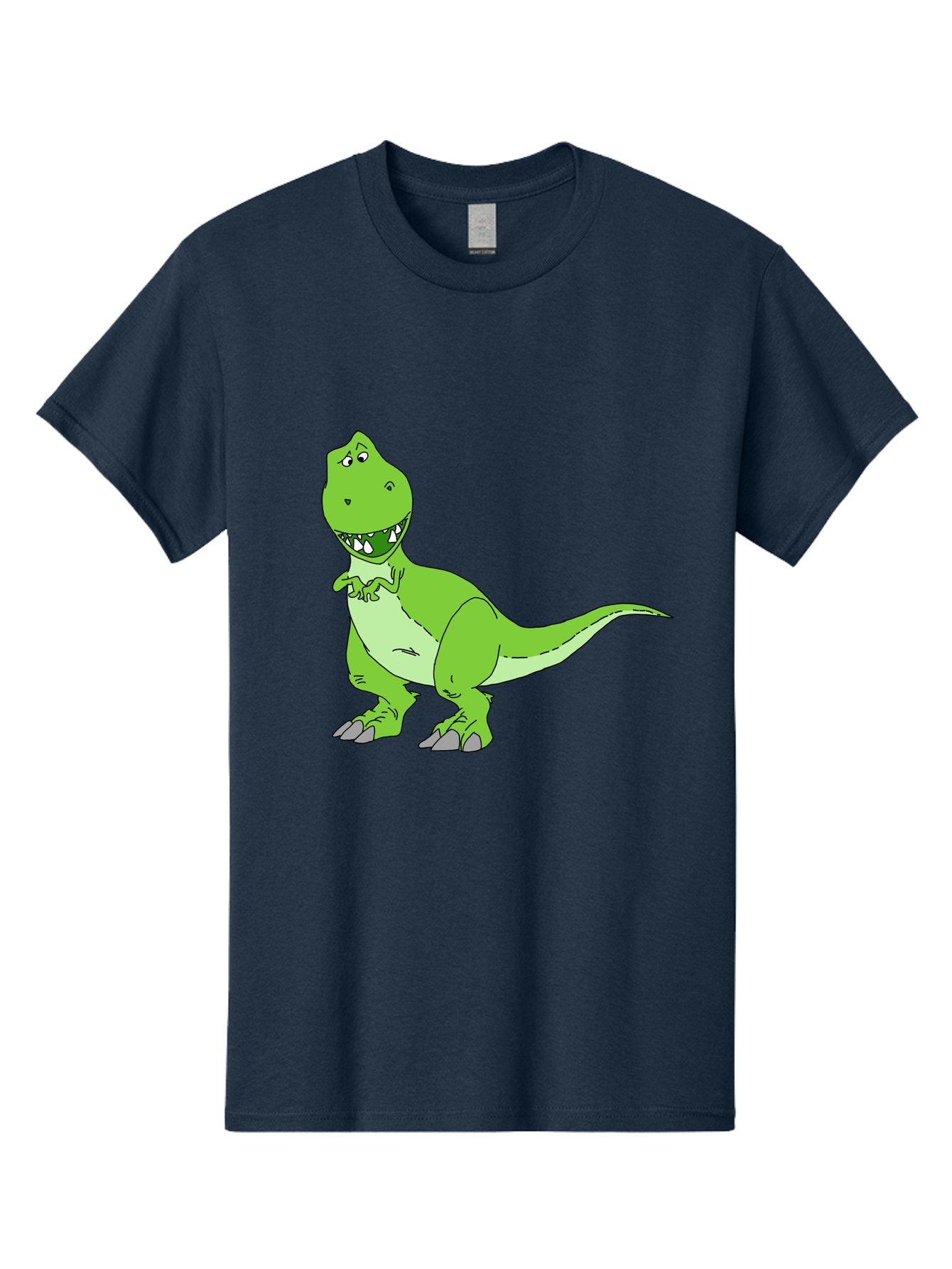 T-Rex Men'S Graphic Tee, 100% Cotton, Comfortable Casual Summer Wear, Machine Washable, Cartoon T-Rex, Green Dinosaur, Prehistoric Creature, Toothy Grin, Playful Expression, Dinosaur Illustration, Children'S Character, Fun And Friendly, -  Aaa128 27