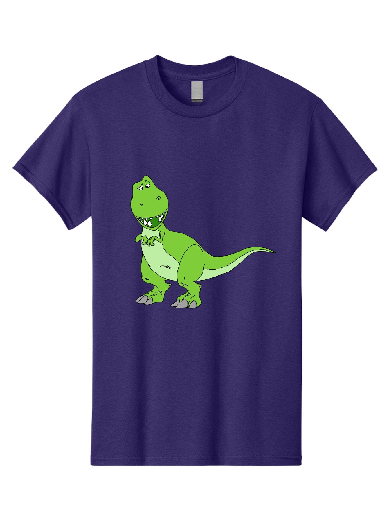 T-Rex Men'S Graphic Tee, 100% Cotton, Comfortable Casual Summer Wear, Machine Washable, Cartoon T-Rex, Green Dinosaur, Prehistoric Creature, Toothy Grin, Playful Expression, Dinosaur Illustration, Children'S Character, Fun And Friendly, -  Aaa128 25