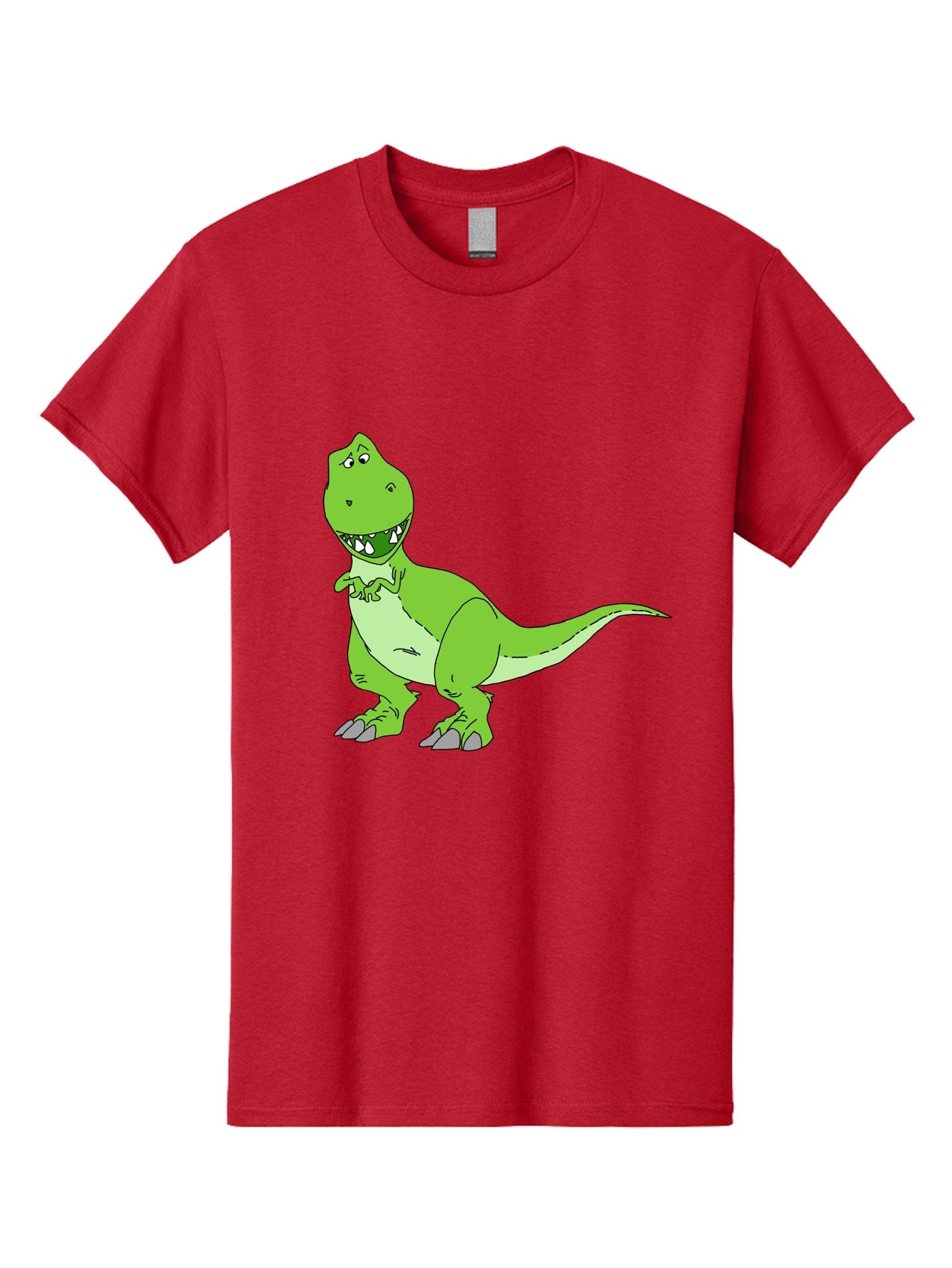 T-Rex Men'S Graphic Tee, 100% Cotton, Comfortable Casual Summer Wear, Machine Washable, Cartoon T-Rex, Green Dinosaur, Prehistoric Creature, Toothy Grin, Playful Expression, Dinosaur Illustration, Children'S Character, Fun And Friendly, -  Aaa128 23