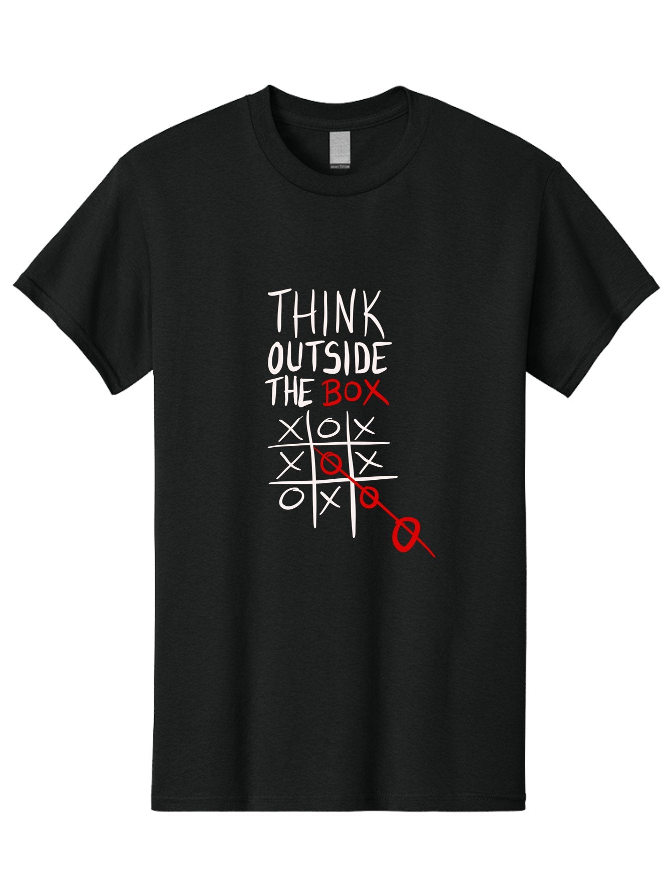 Think-Outside-The-Box Men'S Graphic Tee, 100% Cotton, Comfortable Casual Summer Wear, Machine Washable, Think Outside The Box, Creative Thinking, Tic Tac Toe Game, Innovative Ideas, Problem-Solving, Strategic Thinking, Outside The Box, -  Aaa129