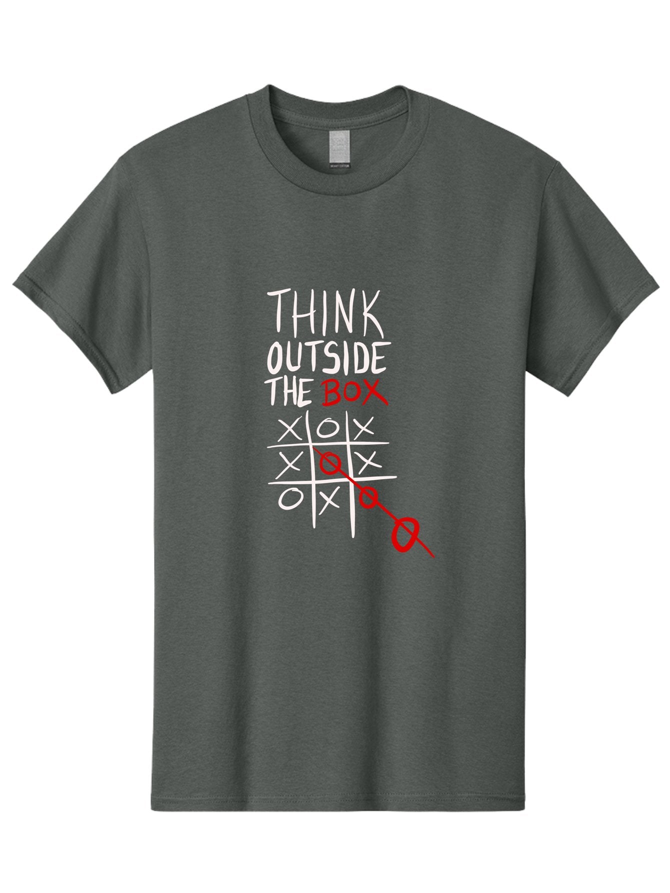 Think-Outside-The-Box Men'S Graphic Tee, 100% Cotton, Comfortable Casual Summer Wear, Machine Washable, Think Outside The Box, Creative Thinking, Tic Tac Toe Game, Innovative Ideas, Problem-Solving, Strategic Thinking, Outside The Box, -  Aaa129 7