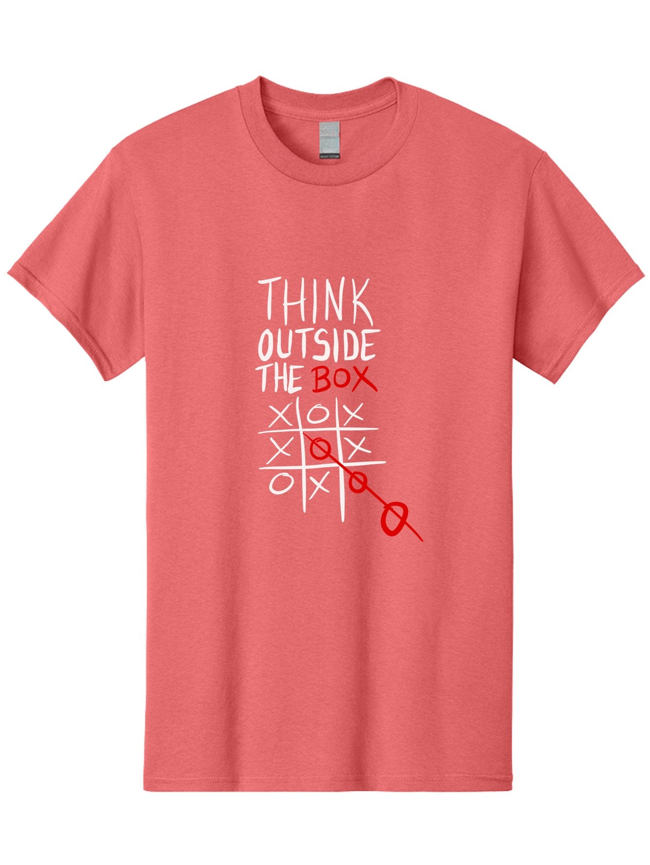 Think-Outside-The-Box Men'S Graphic Tee, 100% Cotton, Comfortable Casual Summer Wear, Machine Washable, Think Outside The Box, Creative Thinking, Tic Tac Toe Game, Innovative Ideas, Problem-Solving, Strategic Thinking, Outside The Box, -  Aaa129 9