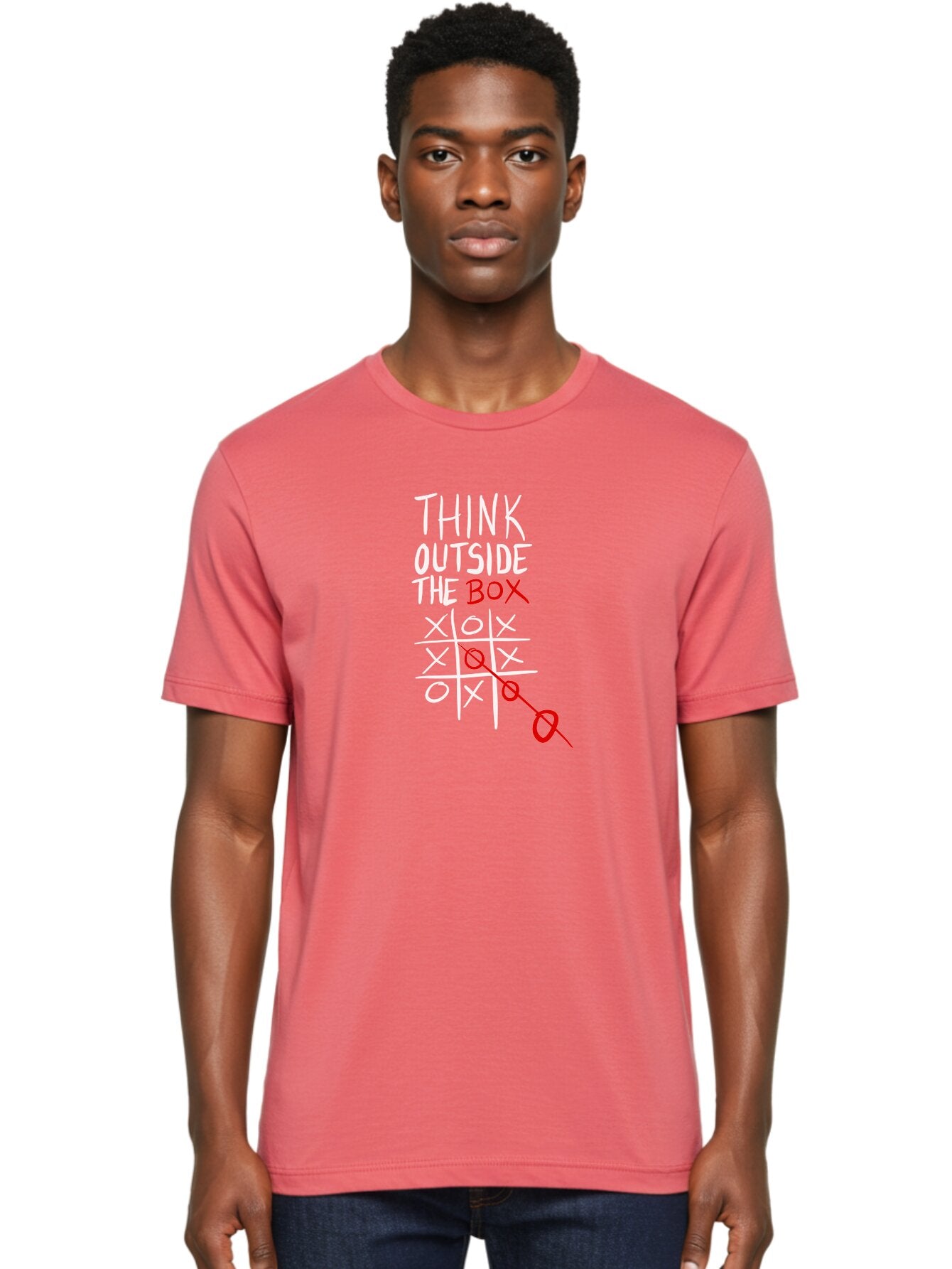 Think-Outside-The-Box Men'S Graphic Tee, 100% Cotton, Comfortable Casual Summer Wear, Machine Washable, Think Outside The Box, Creative Thinking, Tic Tac Toe Game, Innovative Ideas, Problem-Solving, Strategic Thinking, Outside The Box, -  Aaa129 10