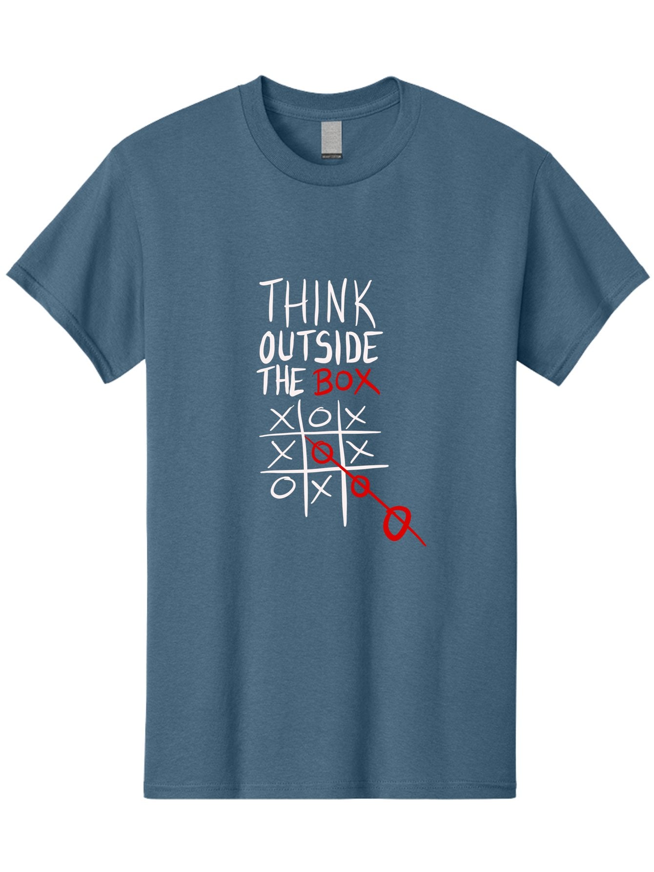 Think-Outside-The-Box Men'S Graphic Tee, 100% Cotton, Comfortable Casual Summer Wear, Machine Washable, Think Outside The Box, Creative Thinking, Tic Tac Toe Game, Innovative Ideas, Problem-Solving, Strategic Thinking, Outside The Box, -  Aaa129 25