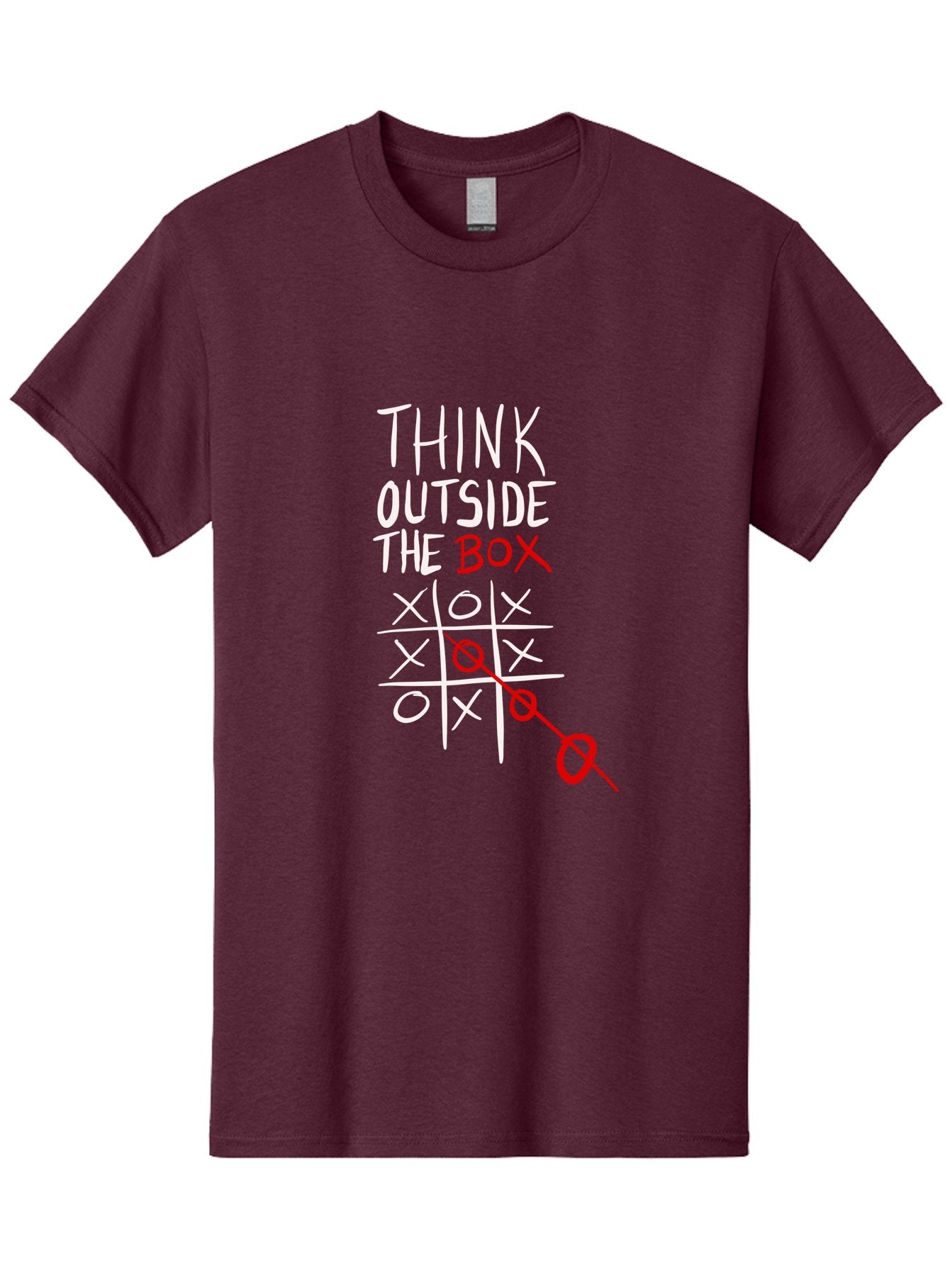 Think-Outside-The-Box Men'S Graphic Tee, 100% Cotton, Comfortable Casual Summer Wear, Machine Washable, Think Outside The Box, Creative Thinking, Tic Tac Toe Game, Innovative Ideas, Problem-Solving, Strategic Thinking, Outside The Box, -  Aaa129 11