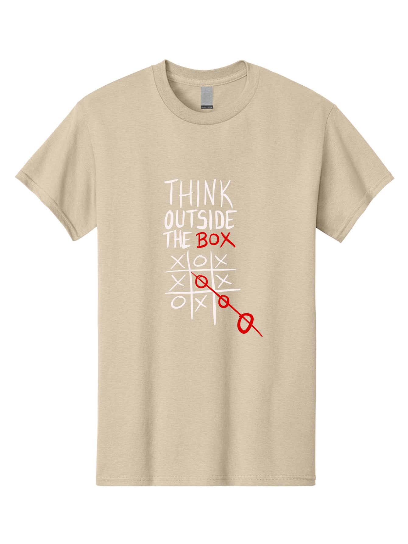 Think-Outside-The-Box Men'S Graphic Tee, 100% Cotton, Comfortable Casual Summer Wear, Machine Washable, Think Outside The Box, Creative Thinking, Tic Tac Toe Game, Innovative Ideas, Problem-Solving, Strategic Thinking, Outside The Box, -  Aaa129 13