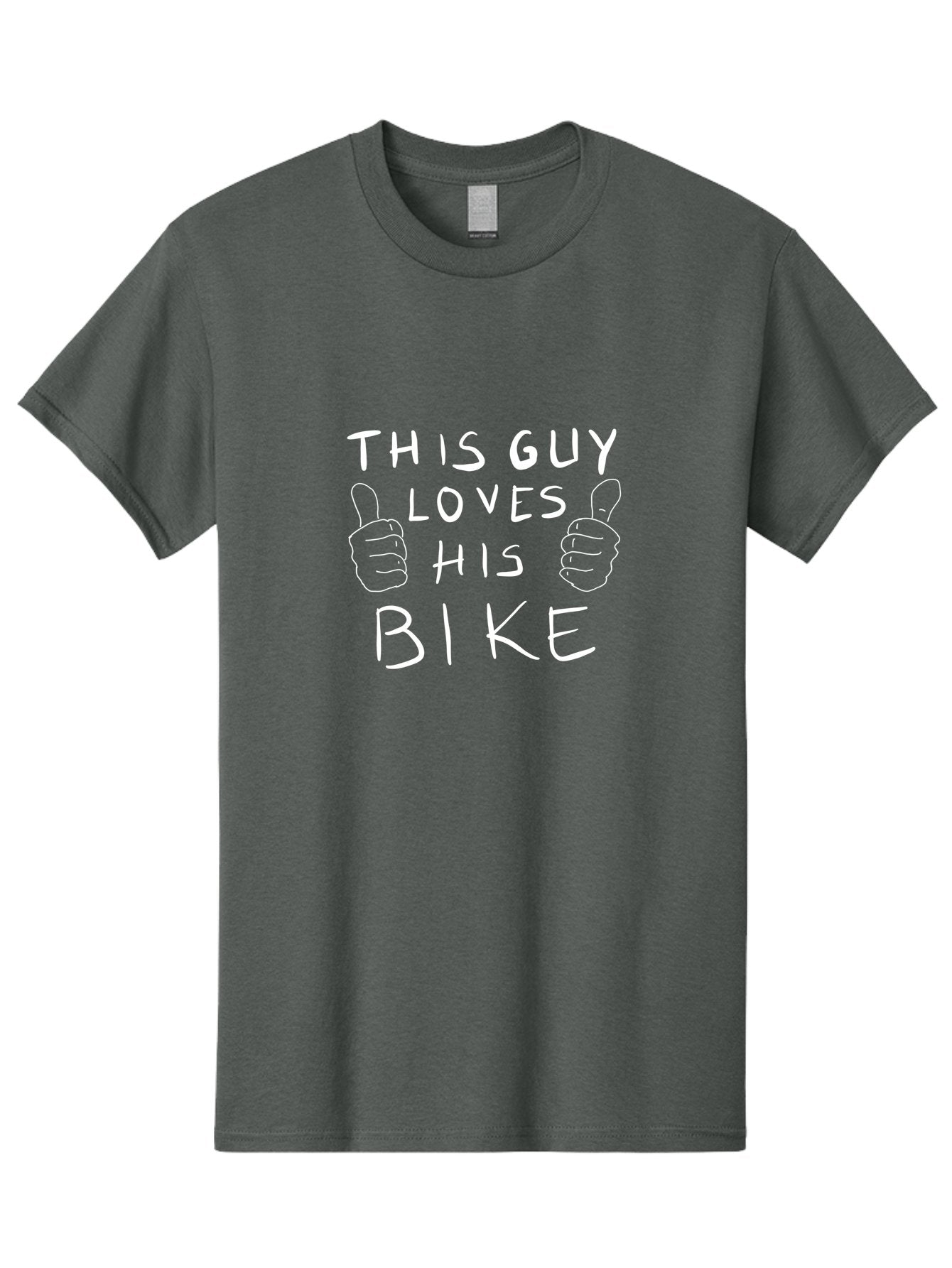 This-Guy-Loves-His-Bike Men'S Graphic Tee, 100% Cotton, Comfortable Casual Summer Wear, Machine Washable, Bike Enthusiast, Cycling Passion, Thumbs Up Approval, Love For Biking, Bike Lover, Cyclist Pride, Bicycle Appreciation, -  Aaa130