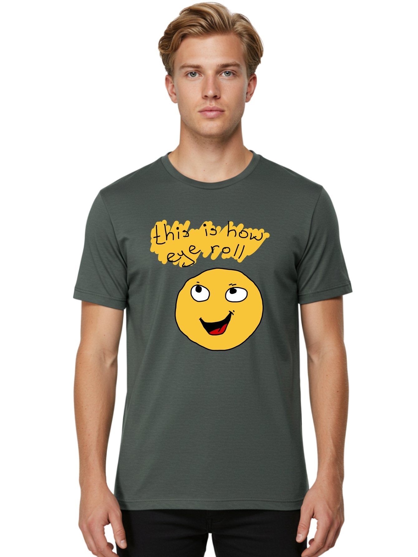 This-Is-How-Eye-Roll Men'S Graphic Tee, 100% Cotton, Comfortable Casual Summer Wear, Machine Washable, Funny Emoticon, Eye Roll Meme, Cartoon Character, Humorous Expression, Playful Humor, Sarcastic Face, Smiling Emoji, Laugh Out Loud -  Aaa131 10
