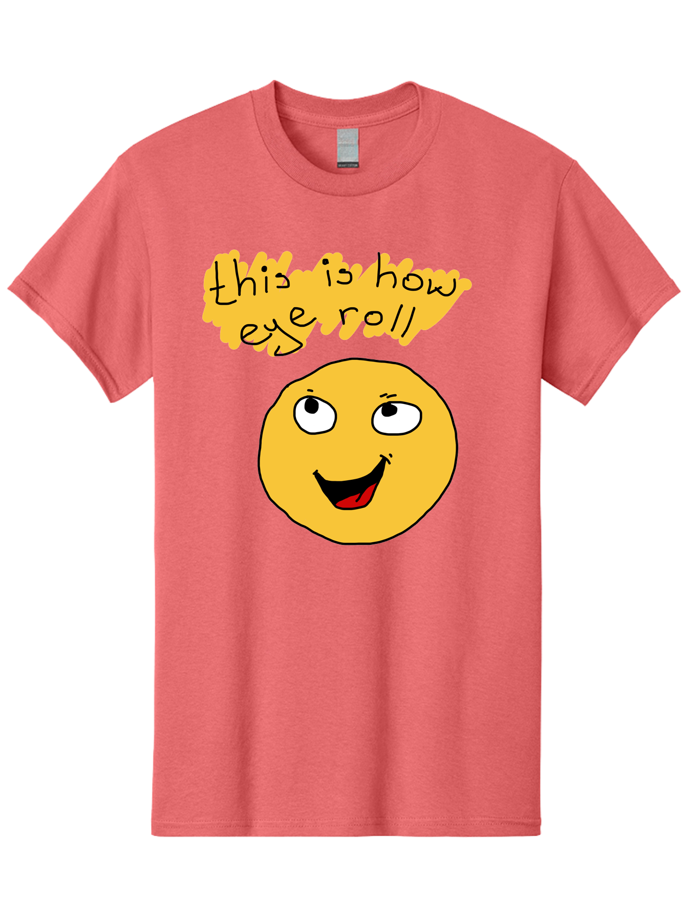 This-Is-How-Eye-Roll Men'S Graphic Tee, 100% Cotton, Comfortable Casual Summer Wear, Machine Washable, Funny Emoticon, Eye Roll Meme, Cartoon Character, Humorous Expression, Playful Humor, Sarcastic Face, Smiling Emoji, Laugh Out Loud -  Aaa131