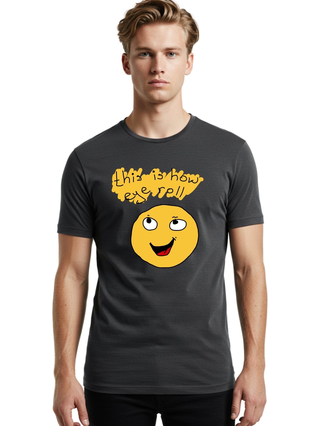 This-Is-How-Eye-Roll Men'S Graphic Tee, 100% Cotton, Comfortable Casual Summer Wear, Machine Washable, Funny Emoticon, Eye Roll Meme, Cartoon Character, Humorous Expression, Playful Humor, Sarcastic Face, Smiling Emoji, Laugh Out Loud -  Aaa131 28