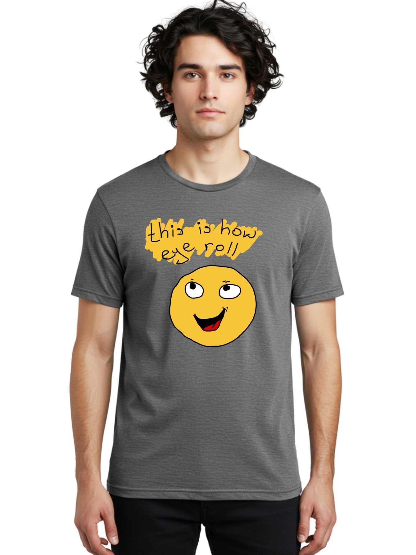 This-Is-How-Eye-Roll Men'S Graphic Tee, 100% Cotton, Comfortable Casual Summer Wear, Machine Washable, Funny Emoticon, Eye Roll Meme, Cartoon Character, Humorous Expression, Playful Humor, Sarcastic Face, Smiling Emoji, Laugh Out Loud -  Aaa131 6
