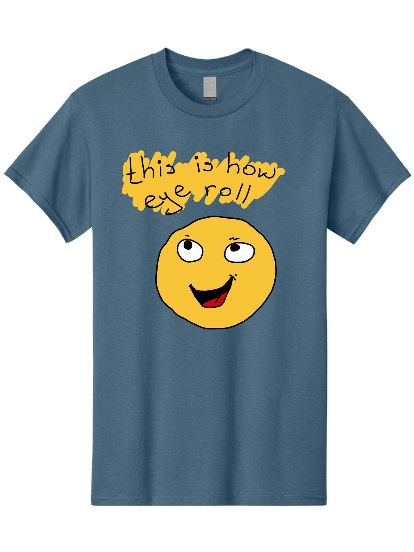 This-Is-How-Eye-Roll Men'S Graphic Tee, 100% Cotton, Comfortable Casual Summer Wear, Machine Washable, Funny Emoticon, Eye Roll Meme, Cartoon Character, Humorous Expression, Playful Humor, Sarcastic Face, Smiling Emoji, Laugh Out Loud -  Aaa131 23