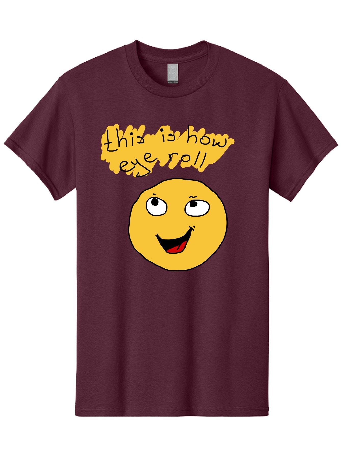 This-Is-How-Eye-Roll Men'S Graphic Tee, 100% Cotton, Comfortable Casual Summer Wear, Machine Washable, Funny Emoticon, Eye Roll Meme, Cartoon Character, Humorous Expression, Playful Humor, Sarcastic Face, Smiling Emoji, Laugh Out Loud -  Aaa131 7