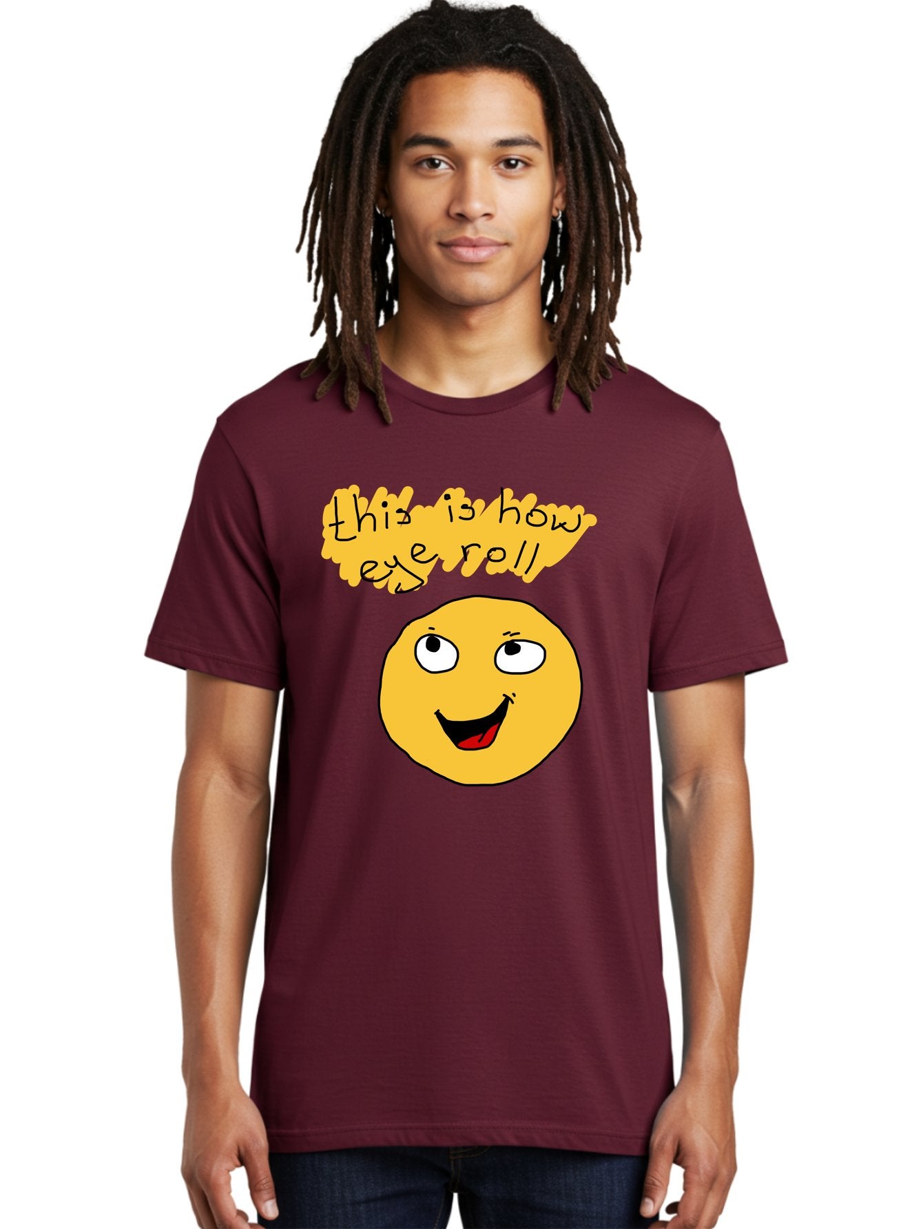 This-Is-How-Eye-Roll Men'S Graphic Tee, 100% Cotton, Comfortable Casual Summer Wear, Machine Washable, Funny Emoticon, Eye Roll Meme, Cartoon Character, Humorous Expression, Playful Humor, Sarcastic Face, Smiling Emoji, Laugh Out Loud -  Aaa131 8