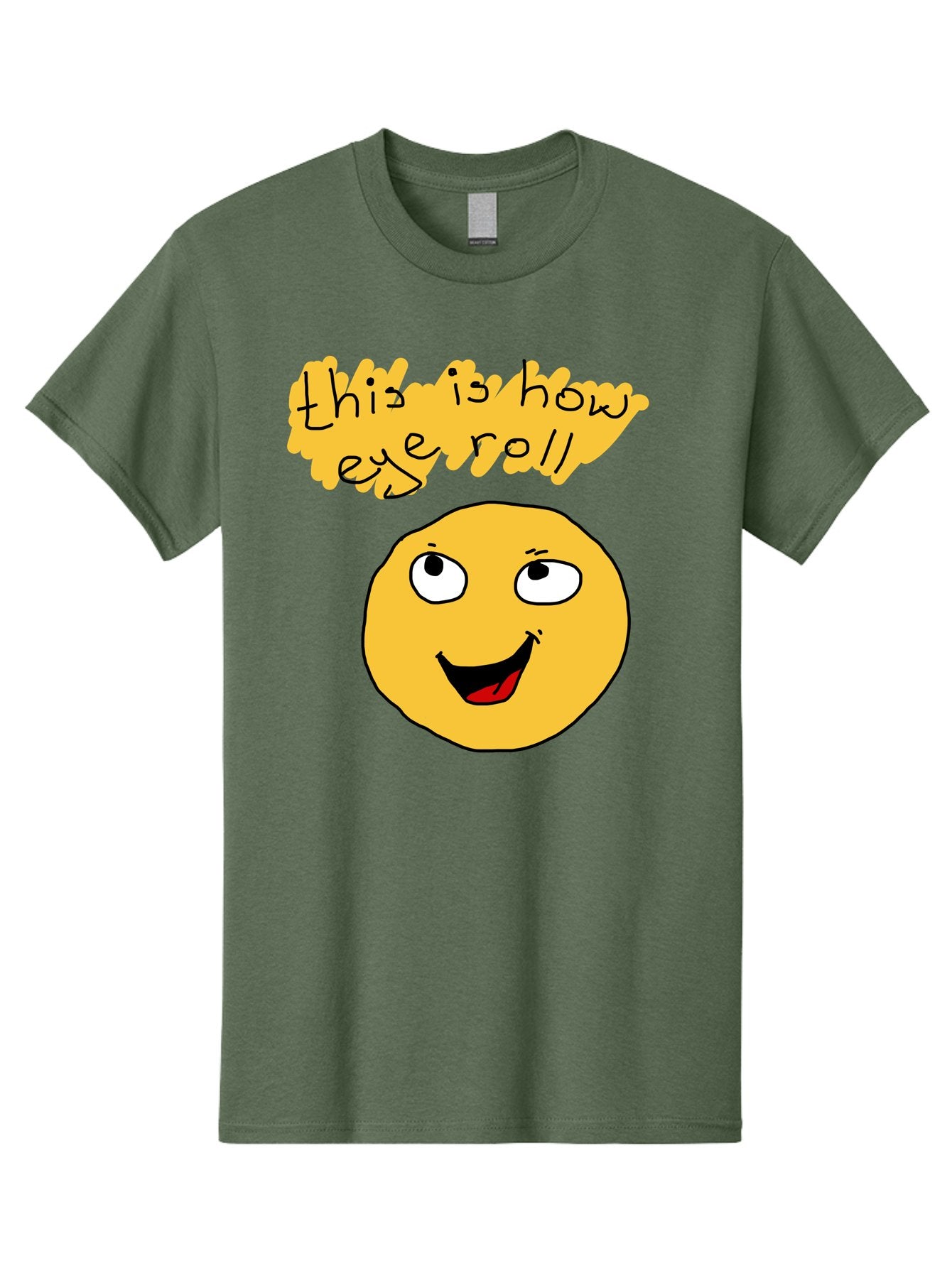 This-Is-How-Eye-Roll Men'S Graphic Tee, 100% Cotton, Comfortable Casual Summer Wear, Machine Washable, Funny Emoticon, Eye Roll Meme, Cartoon Character, Humorous Expression, Playful Humor, Sarcastic Face, Smiling Emoji, Laugh Out Loud -  Aaa131
