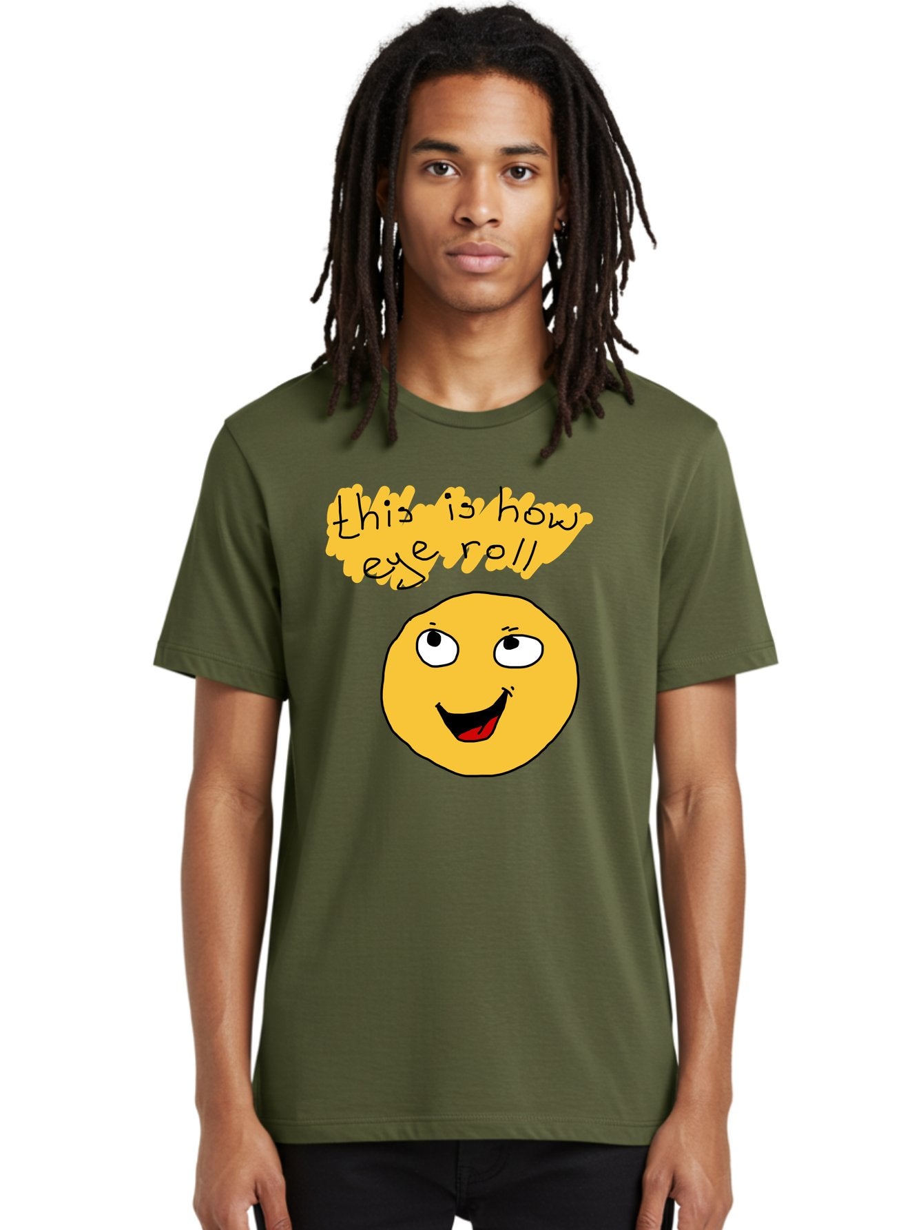 This-Is-How-Eye-Roll Men'S Graphic Tee, 100% Cotton, Comfortable Casual Summer Wear, Machine Washable, Funny Emoticon, Eye Roll Meme, Cartoon Character, Humorous Expression, Playful Humor, Sarcastic Face, Smiling Emoji, Laugh Out Loud -  Aaa131