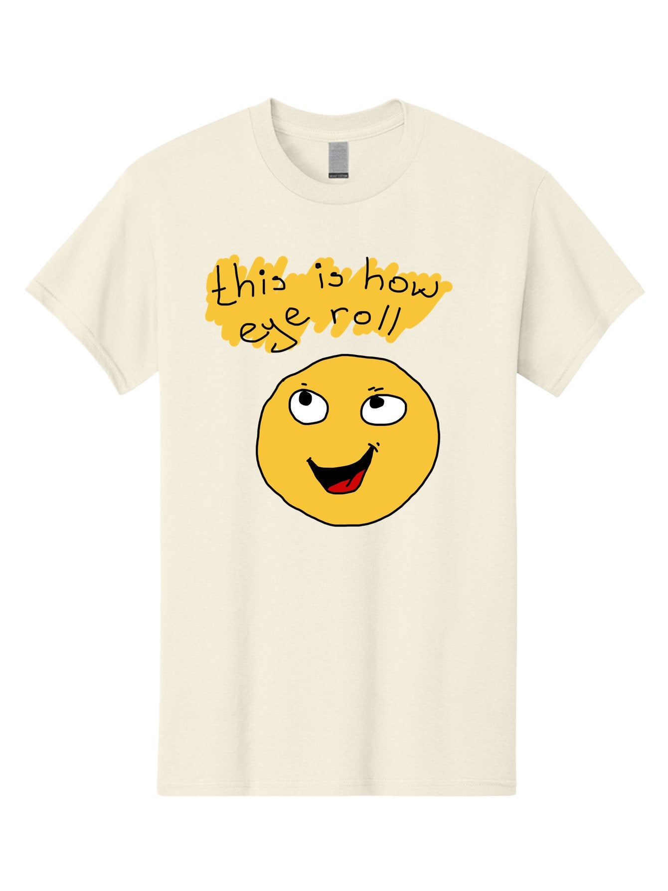 This-Is-How-Eye-Roll Men'S Graphic Tee, 100% Cotton, Comfortable Casual Summer Wear, Machine Washable, Funny Emoticon, Eye Roll Meme, Cartoon Character, Humorous Expression, Playful Humor, Sarcastic Face, Smiling Emoji, Laugh Out Loud -  Aaa131 25