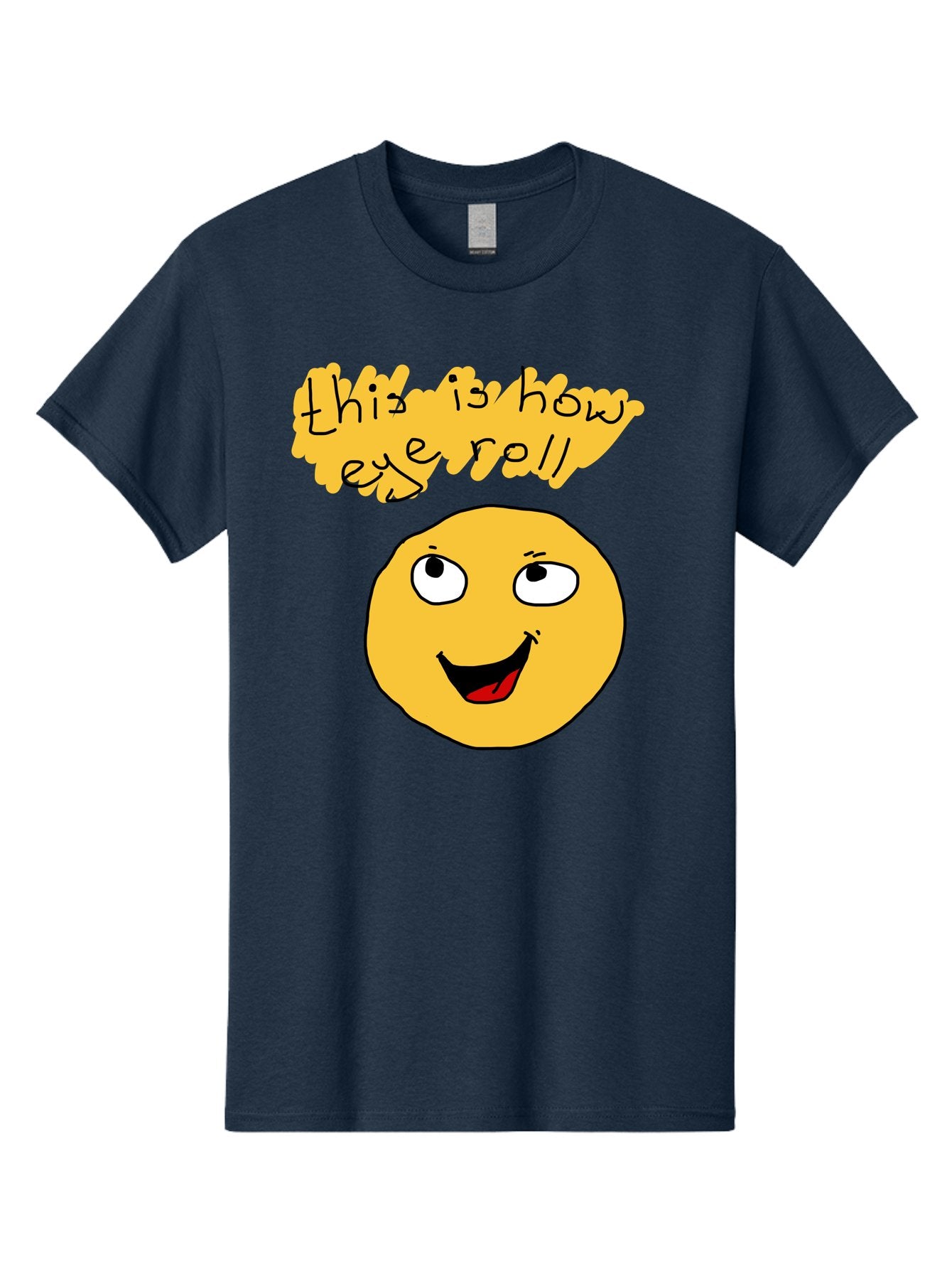 This-Is-How-Eye-Roll Men'S Graphic Tee, 100% Cotton, Comfortable Casual Summer Wear, Machine Washable, Funny Emoticon, Eye Roll Meme, Cartoon Character, Humorous Expression, Playful Humor, Sarcastic Face, Smiling Emoji, Laugh Out Loud -  Aaa131 15