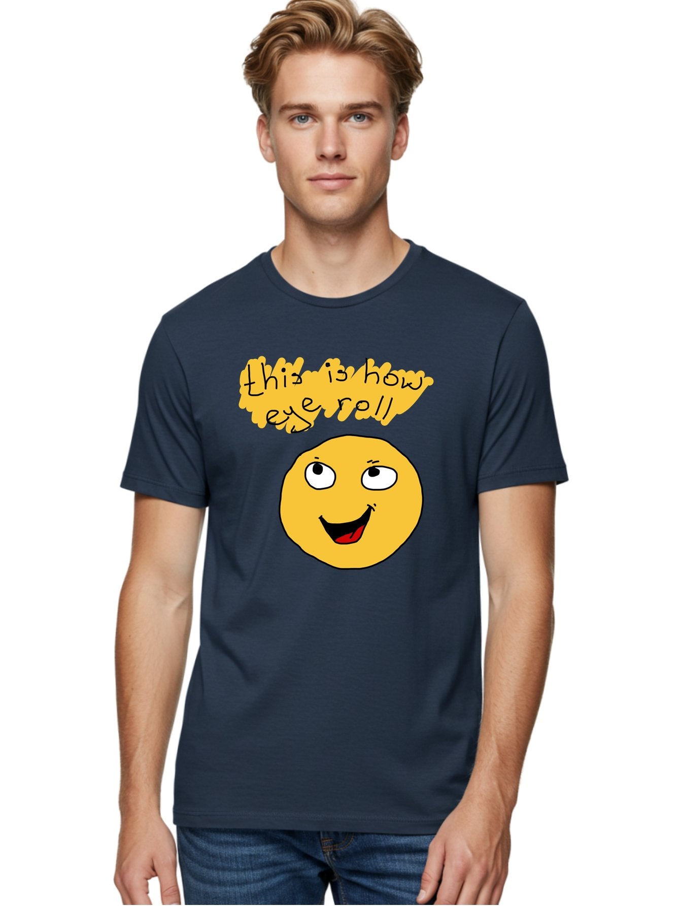 This-Is-How-Eye-Roll Men'S Graphic Tee, 100% Cotton, Comfortable Casual Summer Wear, Machine Washable, Funny Emoticon, Eye Roll Meme, Cartoon Character, Humorous Expression, Playful Humor, Sarcastic Face, Smiling Emoji, Laugh Out Loud -  Aaa131 16