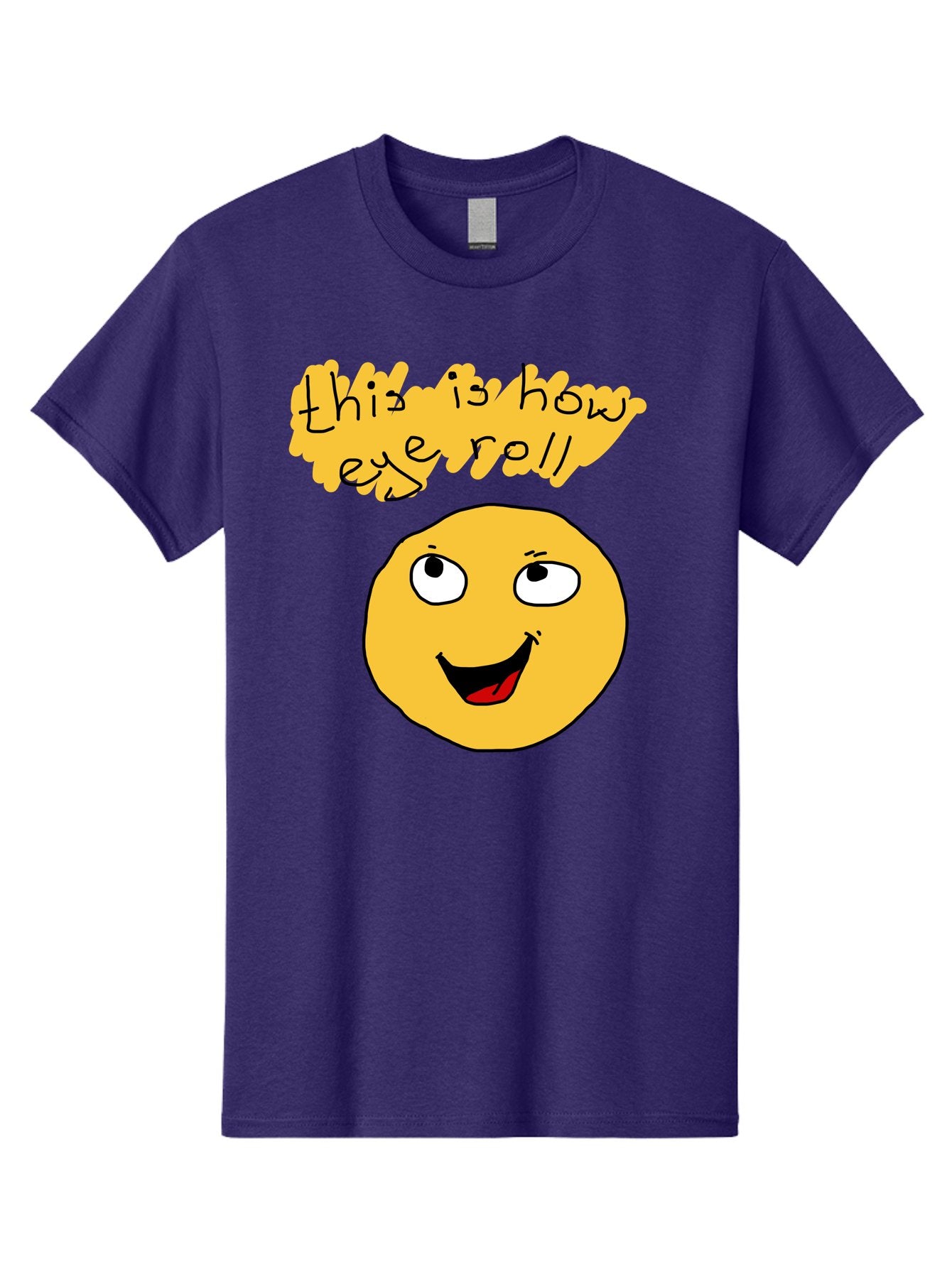 This-Is-How-Eye-Roll Men'S Graphic Tee, 100% Cotton, Comfortable Casual Summer Wear, Machine Washable, Funny Emoticon, Eye Roll Meme, Cartoon Character, Humorous Expression, Playful Humor, Sarcastic Face, Smiling Emoji, Laugh Out Loud -  Aaa131 3