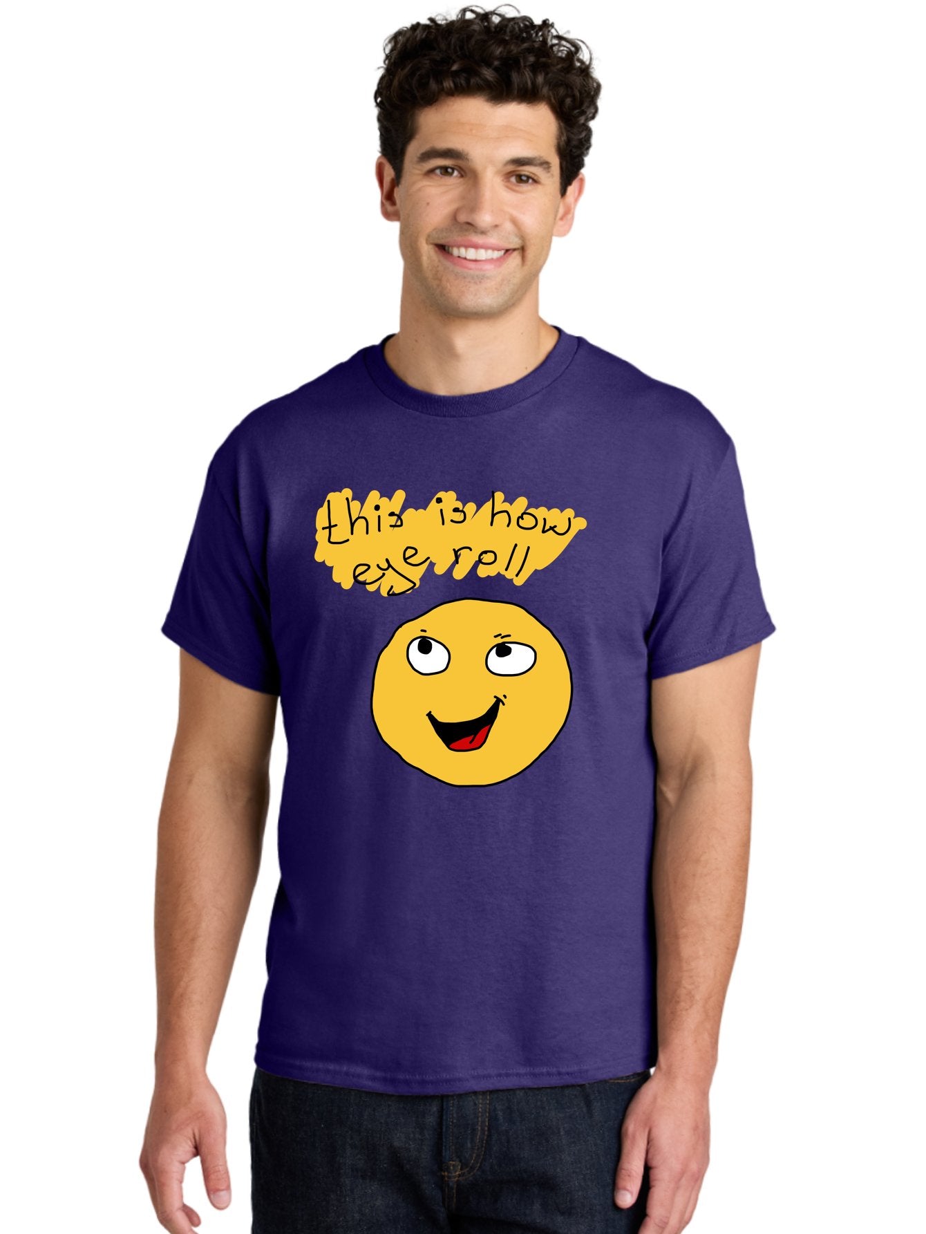 This-Is-How-Eye-Roll Men'S Graphic Tee, 100% Cotton, Comfortable Casual Summer Wear, Machine Washable, Funny Emoticon, Eye Roll Meme, Cartoon Character, Humorous Expression, Playful Humor, Sarcastic Face, Smiling Emoji, Laugh Out Loud -  Aaa131 4