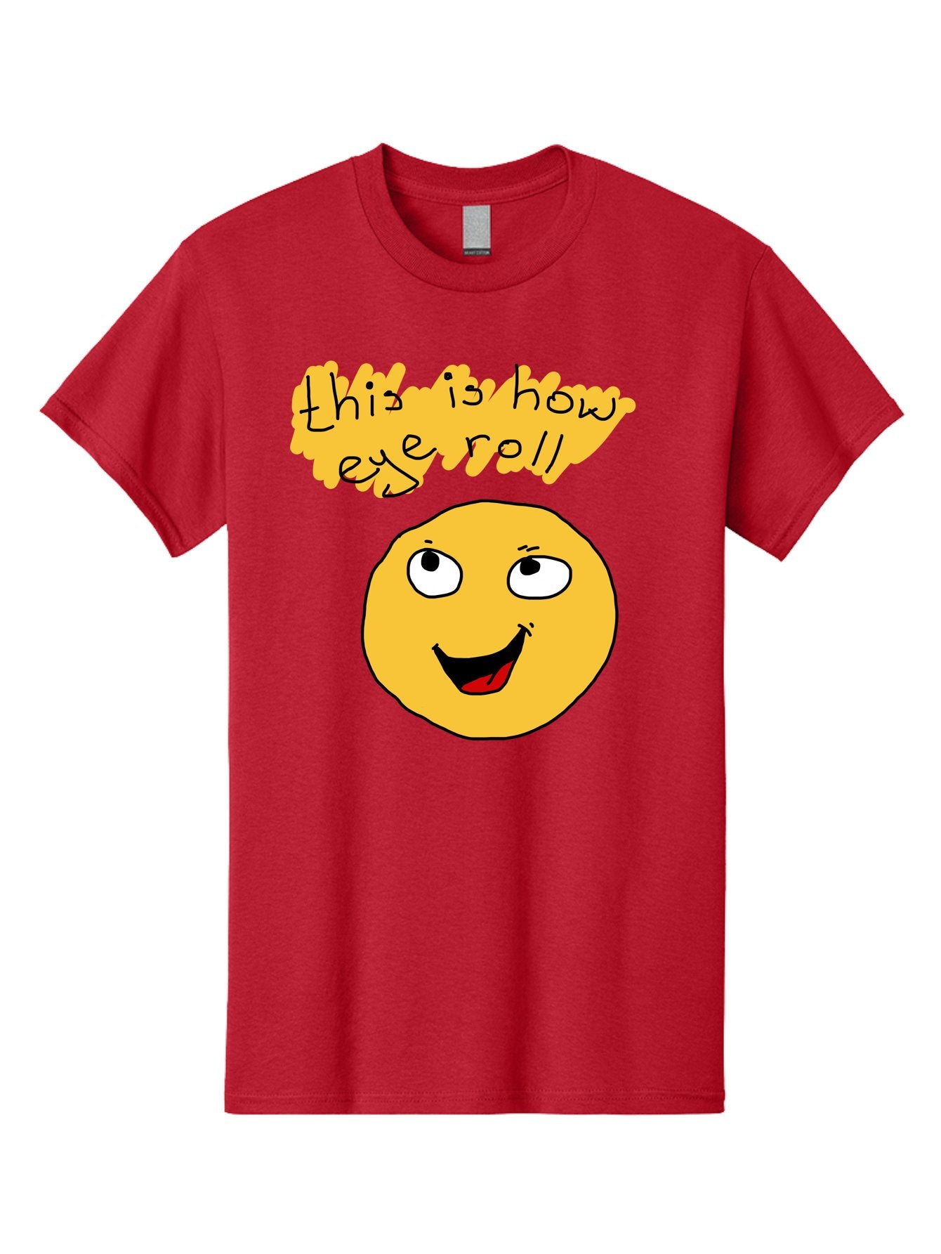 This-Is-How-Eye-Roll Men'S Graphic Tee, 100% Cotton, Comfortable Casual Summer Wear, Machine Washable, Funny Emoticon, Eye Roll Meme, Cartoon Character, Humorous Expression, Playful Humor, Sarcastic Face, Smiling Emoji, Laugh Out Loud -  Aaa131 11
