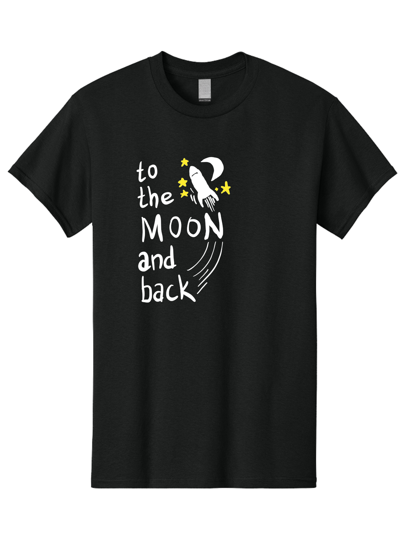 To-The-Moon-And-Back Men'S Graphic Tee, 100% Cotton, Comfortable Casual Summer Wear, Machine Washable, Space Travel, Rocket Ship, Moon Adventure, Love Phrase, Starry Night, Celestial Journey, Quirky Typography, Whimsical Illustration -  Aaa134 23