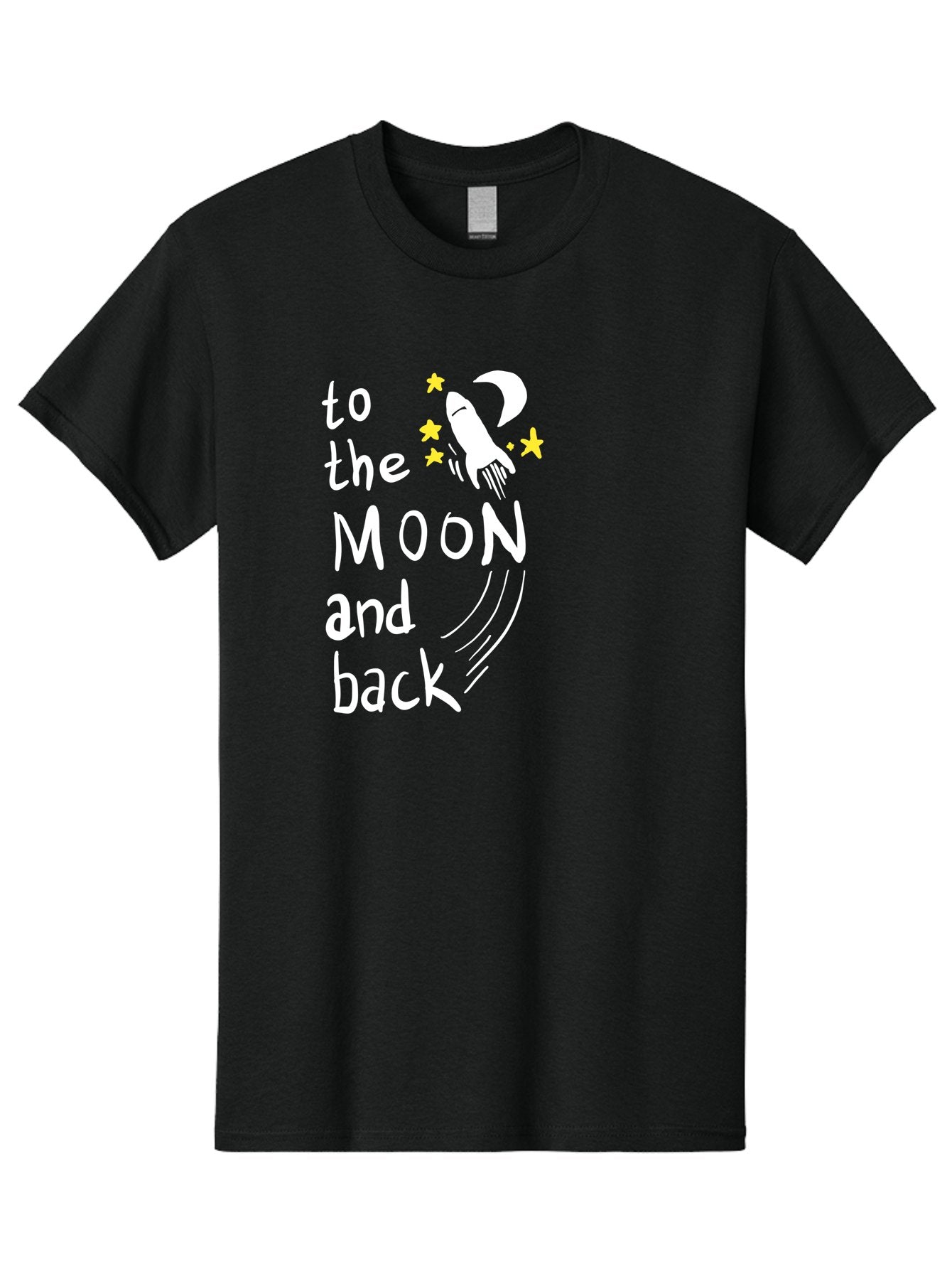 To-The-Moon-And-Back Men'S Graphic Tee, 100% Cotton, Comfortable Casual Summer Wear, Machine Washable, Space Travel, Rocket Ship, Moon Adventure, Love Phrase, Starry Night, Celestial Journey, Quirky Typography, Whimsical Illustration -  Aaa134 17