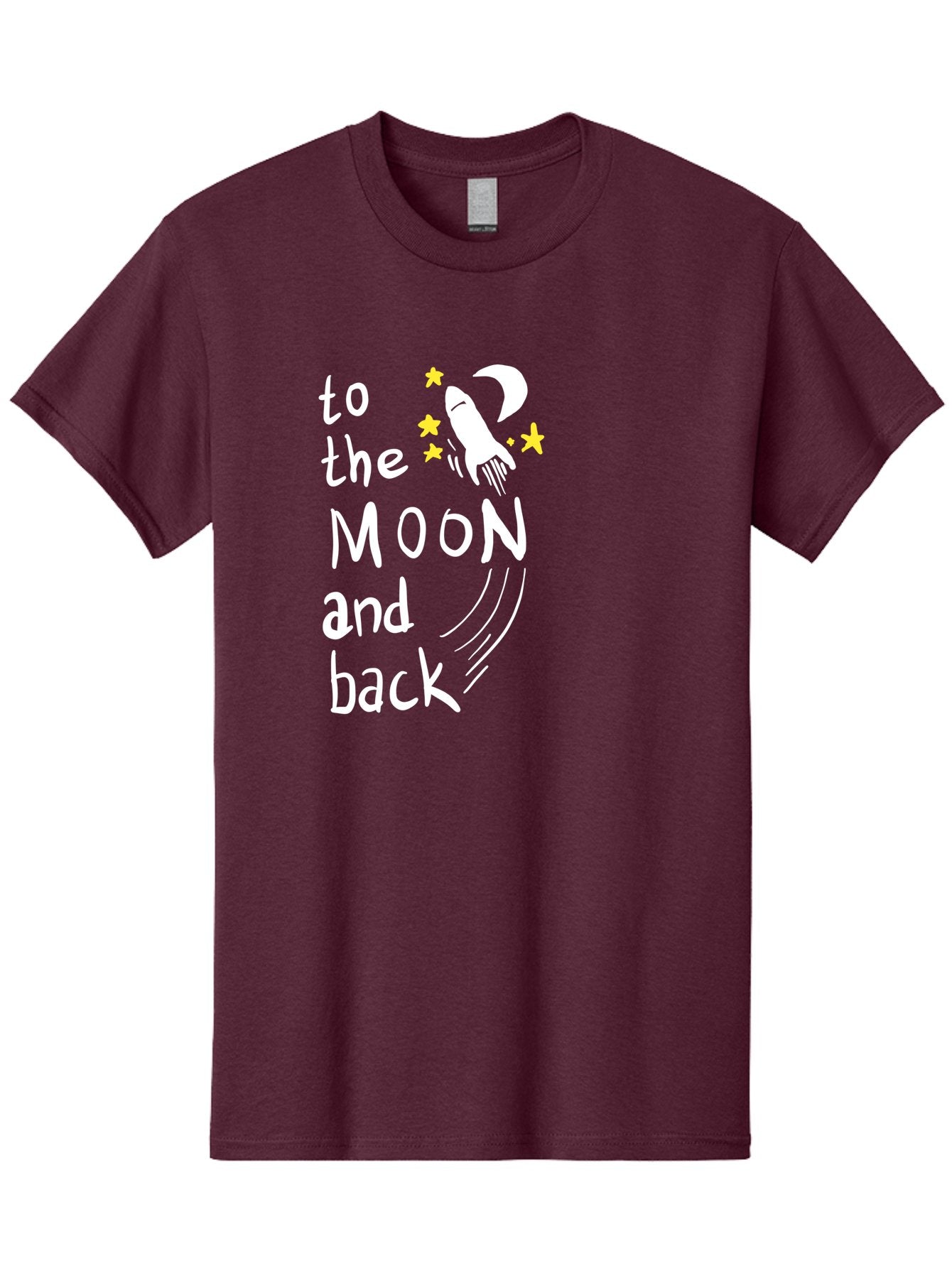 To-The-Moon-And-Back Men'S Graphic Tee, 100% Cotton, Comfortable Casual Summer Wear, Machine Washable, Space Travel, Rocket Ship, Moon Adventure, Love Phrase, Starry Night, Celestial Journey, Quirky Typography, Whimsical Illustration -  Aaa134 7