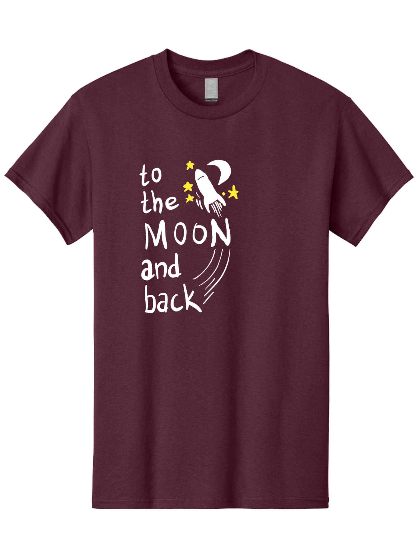 To-The-Moon-And-Back Men'S Graphic Tee, 100% Cotton, Comfortable Casual Summer Wear, Machine Washable, Space Travel, Rocket Ship, Moon Adventure, Love Phrase, Starry Night, Celestial Journey, Quirky Typography, Whimsical Illustration -  Aaa134