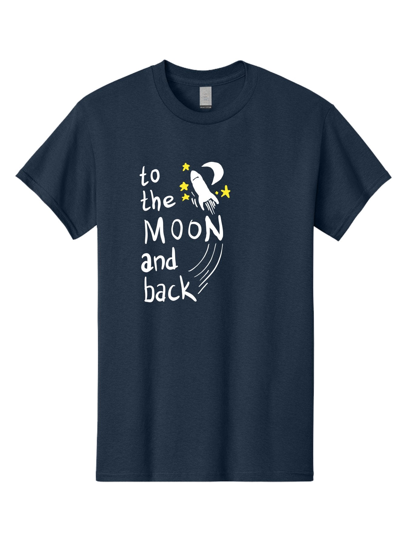 To-The-Moon-And-Back Men'S Graphic Tee, 100% Cotton, Comfortable Casual Summer Wear, Machine Washable, Space Travel, Rocket Ship, Moon Adventure, Love Phrase, Starry Night, Celestial Journey, Quirky Typography, Whimsical Illustration -  Aaa134