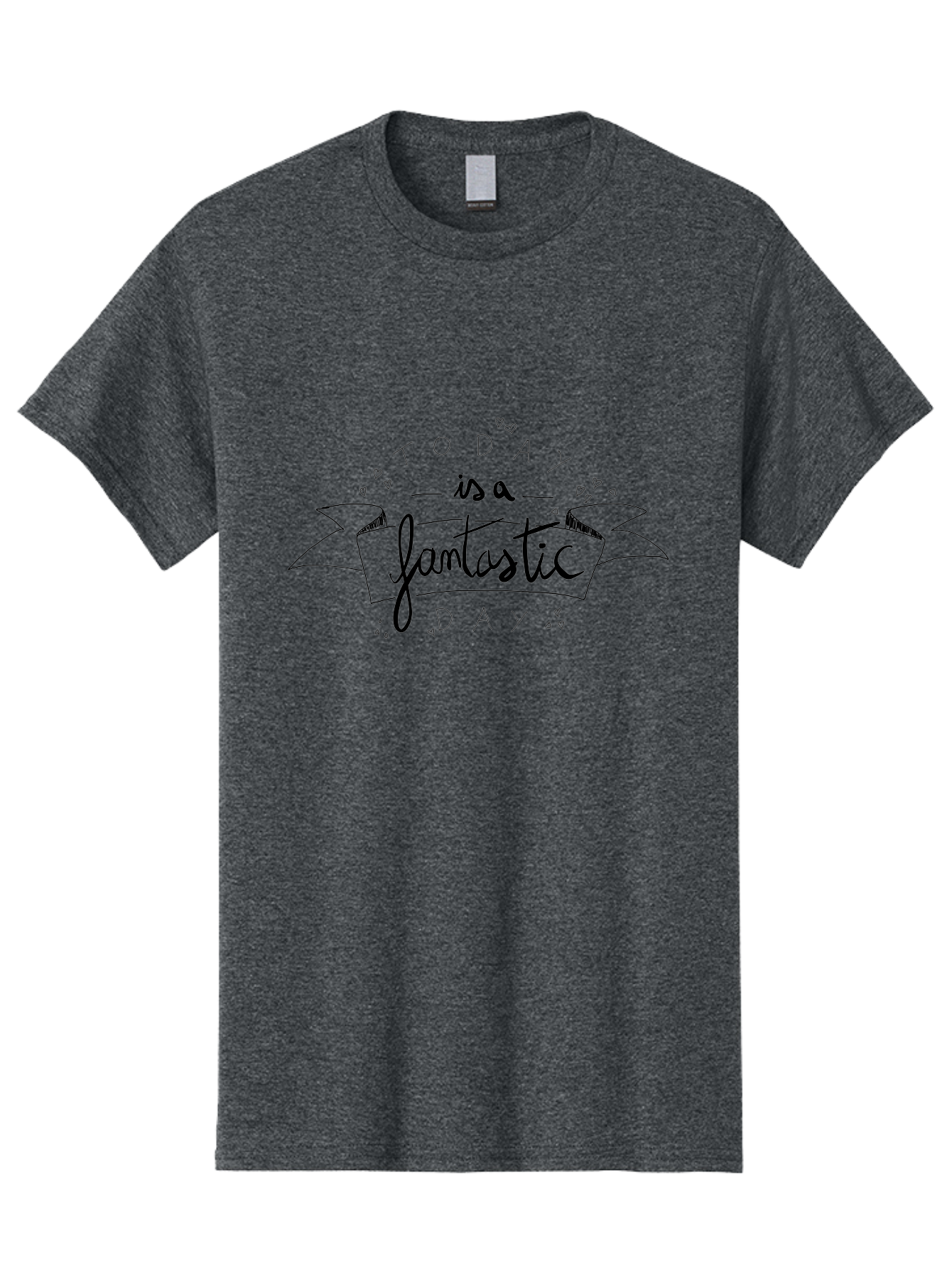 Today-Is-A-Fantastic-Day Men'S Graphic Tee, 100% Cotton, Comfortable Casual Summer Wear, Machine Washable, Motivational Quote, Inspirational Message, Positive Vibes, Daily Affirmation, Handwritten Font, Decorative Banner, Heart Shapes -  Aaa135