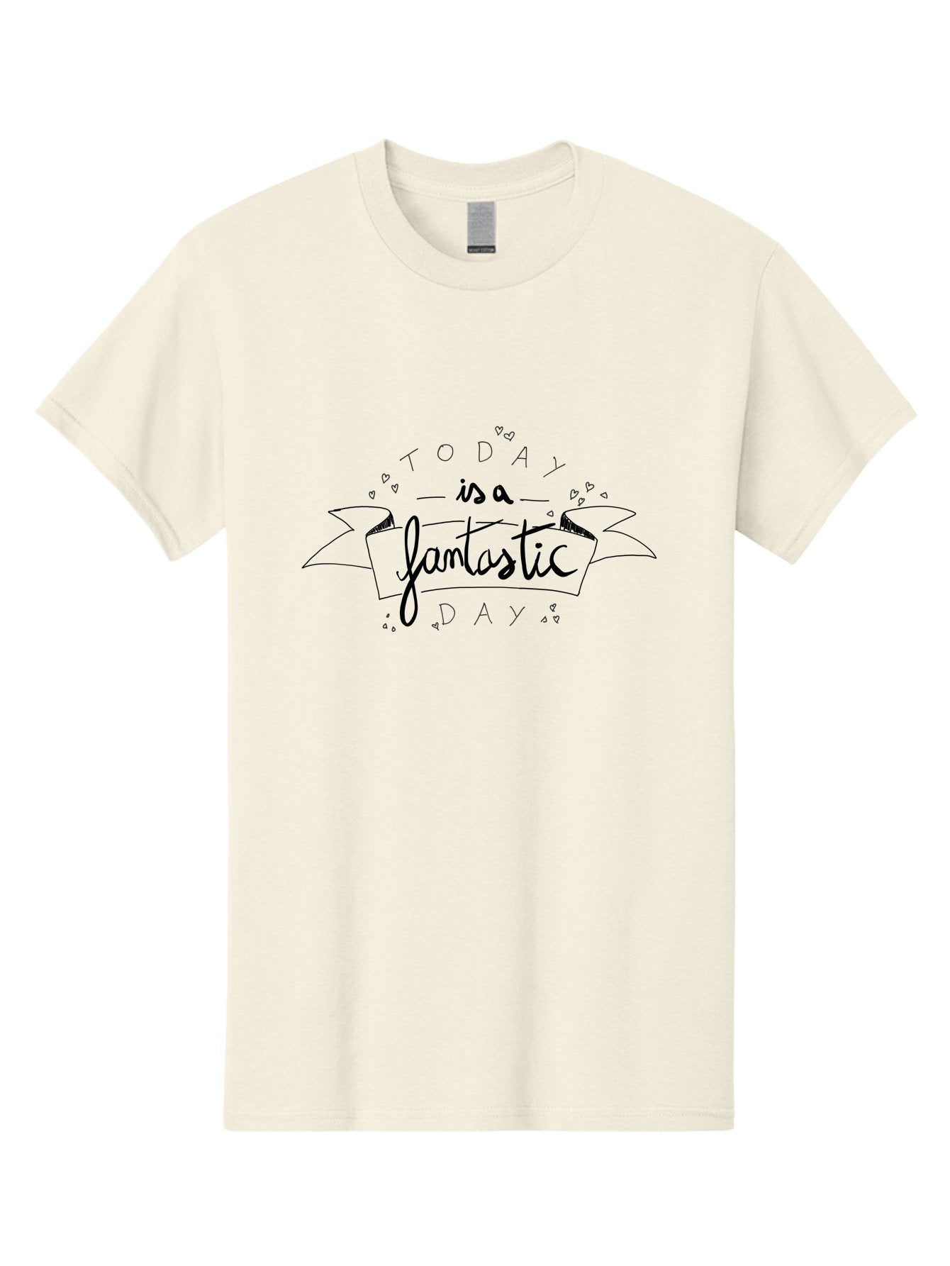 Today-Is-A-Fantastic-Day Men'S Graphic Tee, 100% Cotton, Comfortable Casual Summer Wear, Machine Washable, Motivational Quote, Inspirational Message, Positive Vibes, Daily Affirmation, Handwritten Font, Decorative Banner, Heart Shapes -  Aaa135 7