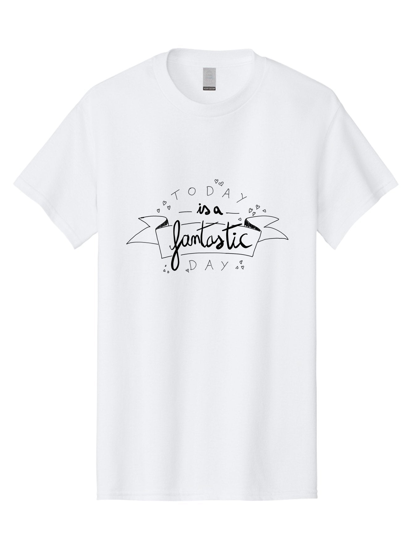 Today-Is-A-Fantastic-Day Men'S Graphic Tee, 100% Cotton, Comfortable Casual Summer Wear, Machine Washable, Motivational Quote, Inspirational Message, Positive Vibes, Daily Affirmation, Handwritten Font, Decorative Banner, Heart Shapes -  Aaa135 3