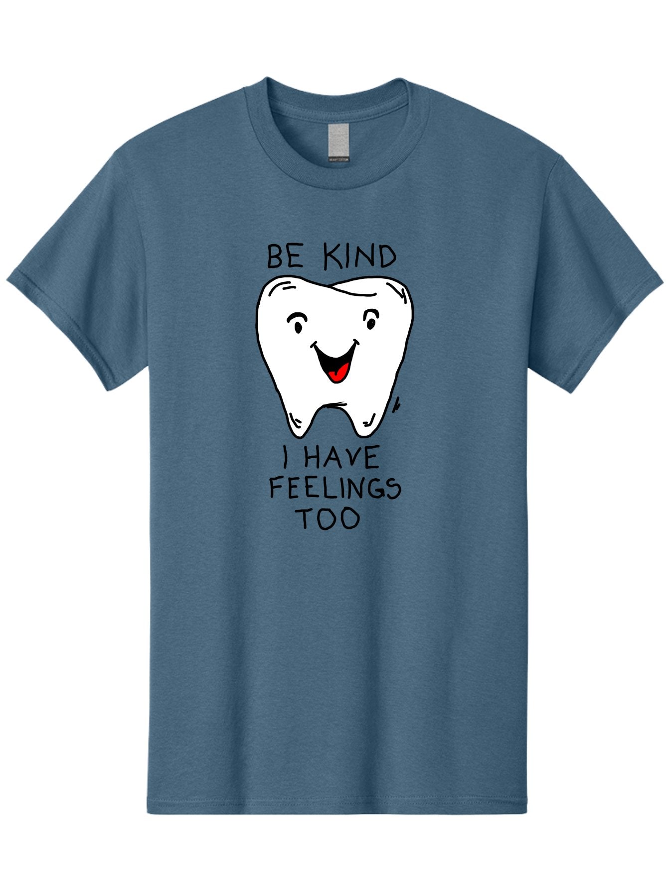 Tooth-With-Feeling Men'S Graphic Tee, 100% Cotton, Comfortable Casual Summer Wear, Machine Washable, Funny Tooth Character, Dental Care, Kindness Matters, Tooth With Feelings, Humorous Illustration, Cartoon Tooth, Be Kind, -  Aaa136