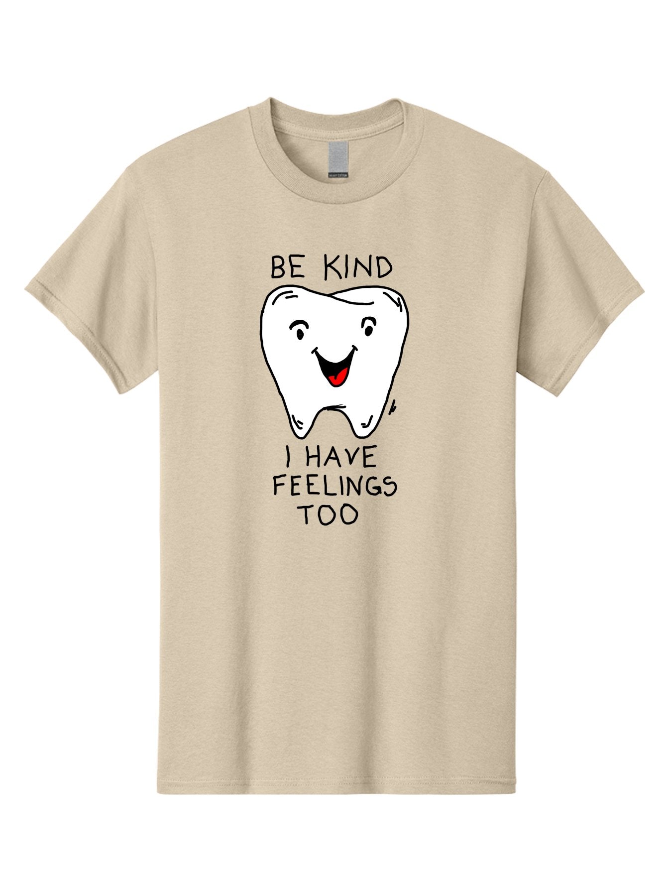 Tooth-With-Feeling Men'S Graphic Tee, 100% Cotton, Comfortable Casual Summer Wear, Machine Washable, Funny Tooth Character, Dental Care, Kindness Matters, Tooth With Feelings, Humorous Illustration, Cartoon Tooth, Be Kind, -  Aaa136 25