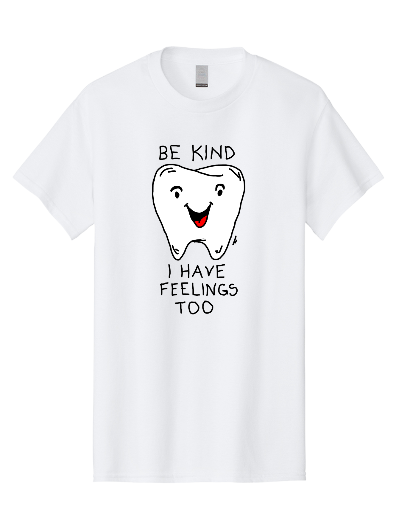 Tooth-With-Feeling Men'S Graphic Tee, 100% Cotton, Comfortable Casual Summer Wear, Machine Washable, Funny Tooth Character, Dental Care, Kindness Matters, Tooth With Feelings, Humorous Illustration, Cartoon Tooth, Be Kind, -  Aaa136