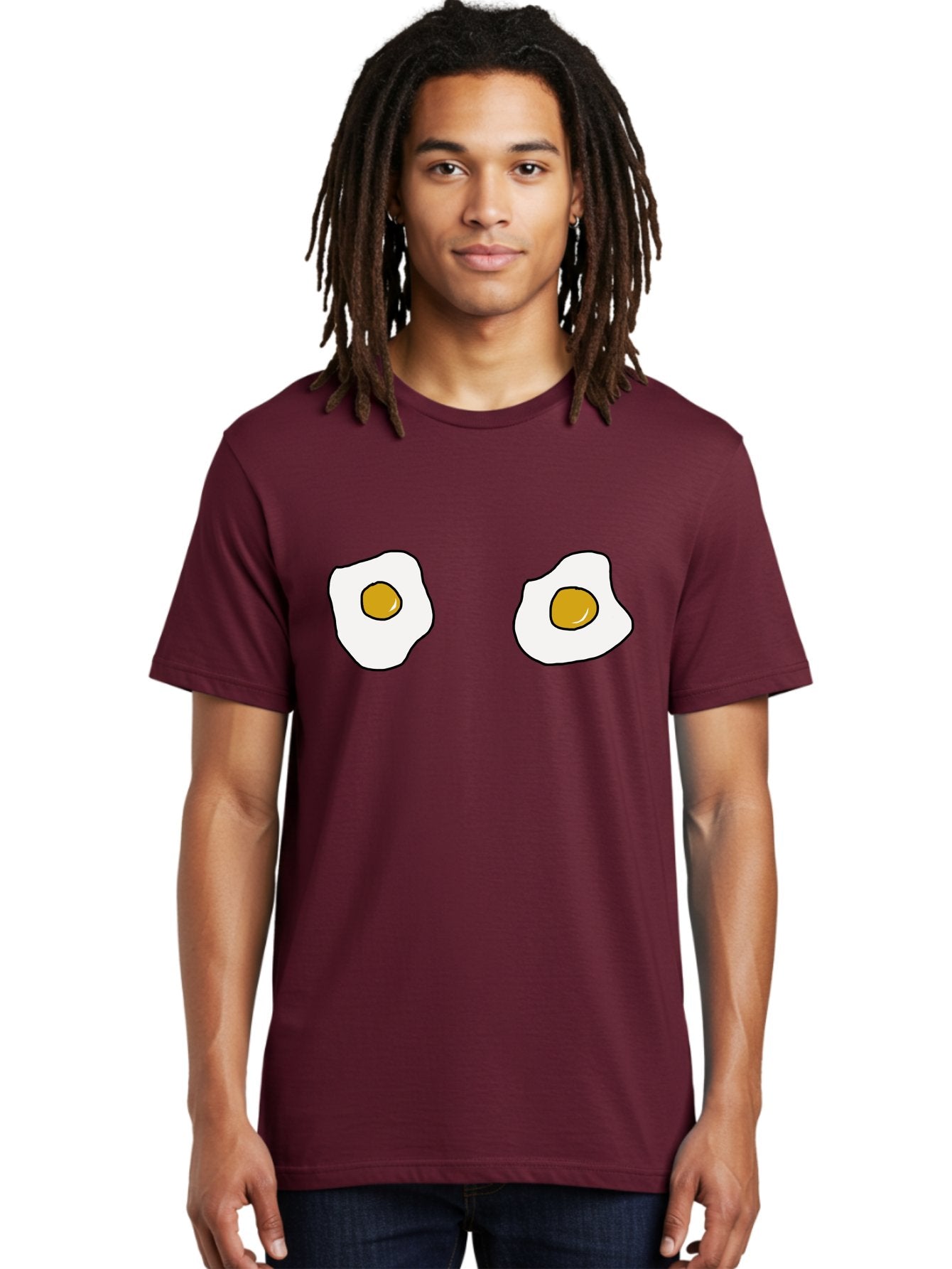 Two-Fried-Eggs Men'S Graphic Tee, 100% Cotton, Comfortable Casual Summer Wear, Machine Washable, Fried Eggs, Egg Yolks, Breakfast Food, Cartoon Eggs, Simple Illustration, Food Graphics, Egg Illustration -  Aaa137 16