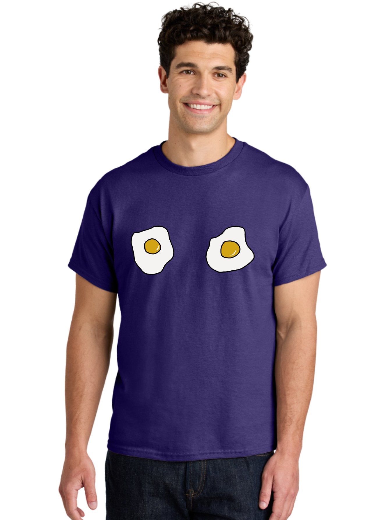 Two-Fried-Eggs Men'S Graphic Tee, 100% Cotton, Comfortable Casual Summer Wear, Machine Washable, Fried Eggs, Egg Yolks, Breakfast Food, Cartoon Eggs, Simple Illustration, Food Graphics, Egg Illustration -  Aaa137 24