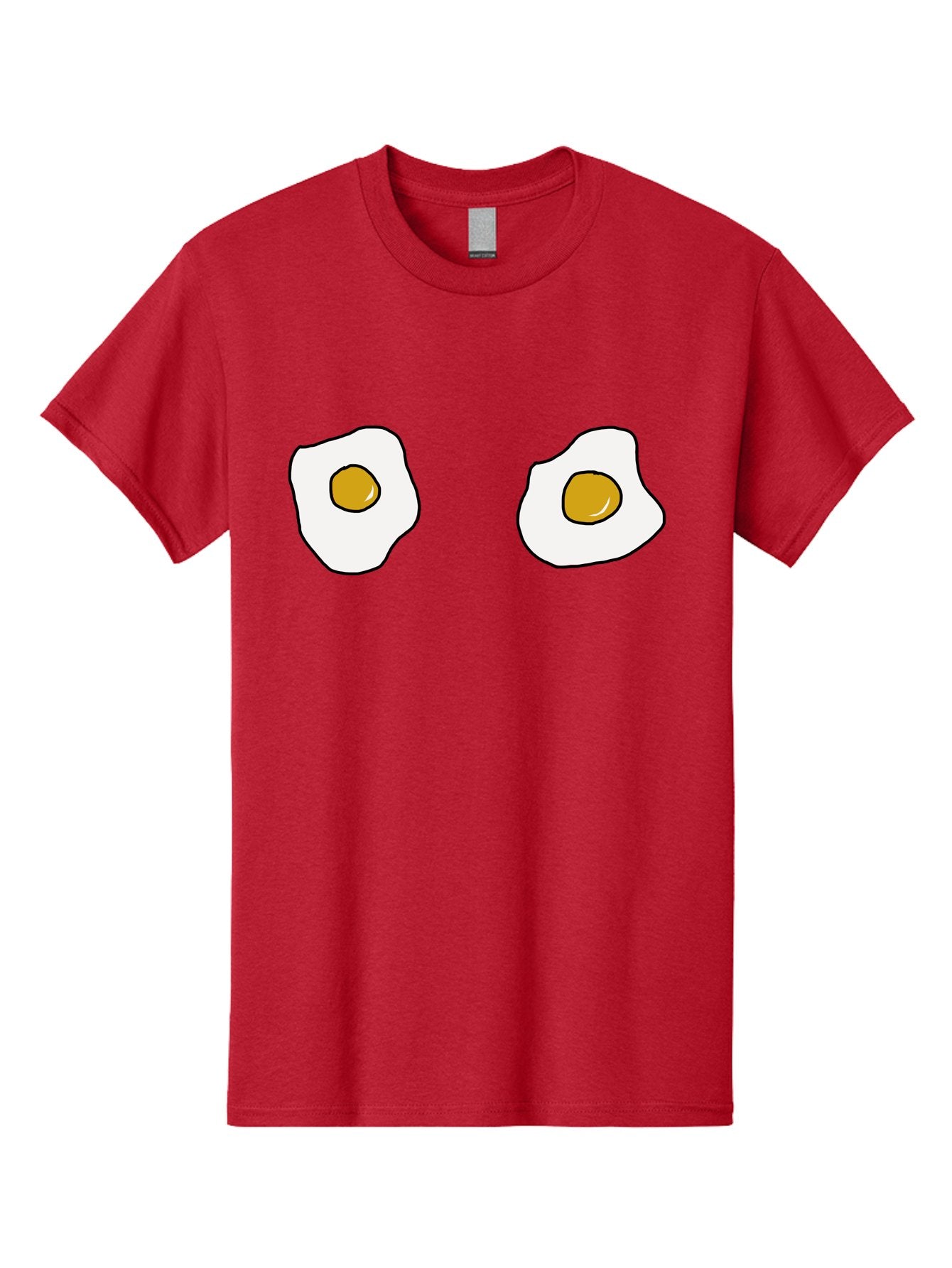 Two-Fried-Eggs Men'S Graphic Tee, 100% Cotton, Comfortable Casual Summer Wear, Machine Washable, Fried Eggs, Egg Yolks, Breakfast Food, Cartoon Eggs, Simple Illustration, Food Graphics, Egg Illustration -  Aaa137 5