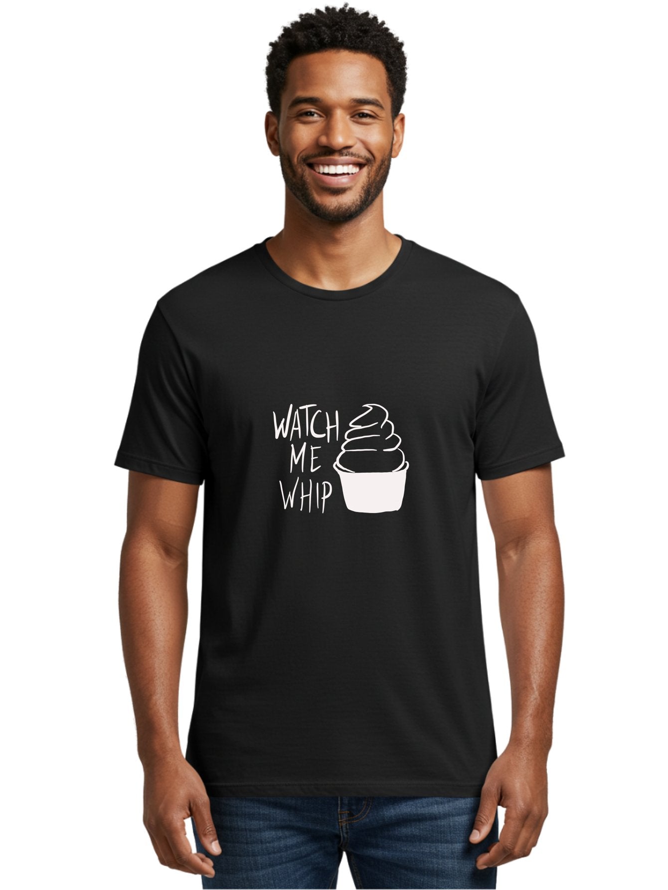 Watch-Me-Whip Men'S Graphic Tee, 100% Cotton, Comfortable Casual Summer Wear, Machine Washable, Whipped Cream, Soft Serve, Cup, Sweet Treat, Frozen Yogurt, Dessert, Fun Phrase, Playful Design, White Illustration, Watch Me Whip -  Aaa138 6