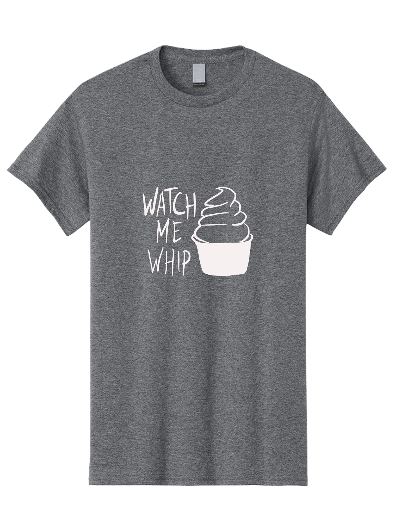 Watch-Me-Whip Men'S Graphic Tee, 100% Cotton, Comfortable Casual Summer Wear, Machine Washable, Whipped Cream, Soft Serve, Cup, Sweet Treat, Frozen Yogurt, Dessert, Fun Phrase, Playful Design, White Illustration, Watch Me Whip -  Aaa138 25