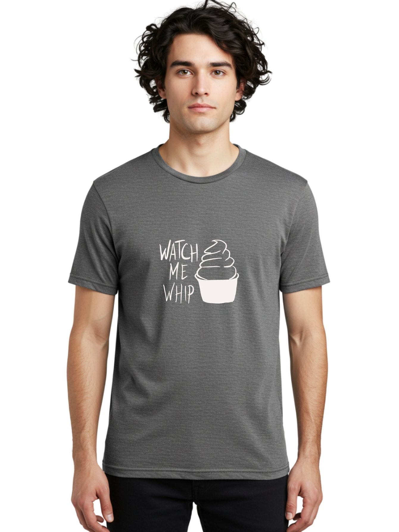 Watch-Me-Whip Men'S Graphic Tee, 100% Cotton, Comfortable Casual Summer Wear, Machine Washable, Whipped Cream, Soft Serve, Cup, Sweet Treat, Frozen Yogurt, Dessert, Fun Phrase, Playful Design, White Illustration, Watch Me Whip -  Aaa138 10