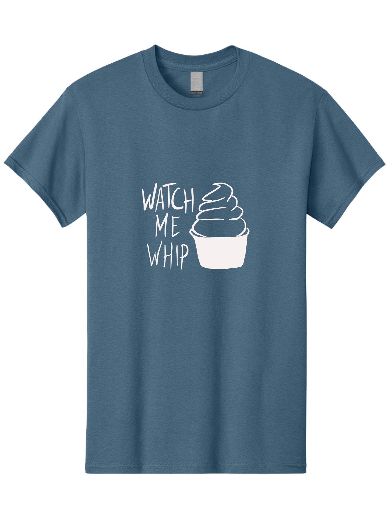 Watch-Me-Whip Men'S Graphic Tee, 100% Cotton, Comfortable Casual Summer Wear, Machine Washable, Whipped Cream, Soft Serve, Cup, Sweet Treat, Frozen Yogurt, Dessert, Fun Phrase, Playful Design, White Illustration, Watch Me Whip -  Aaa138