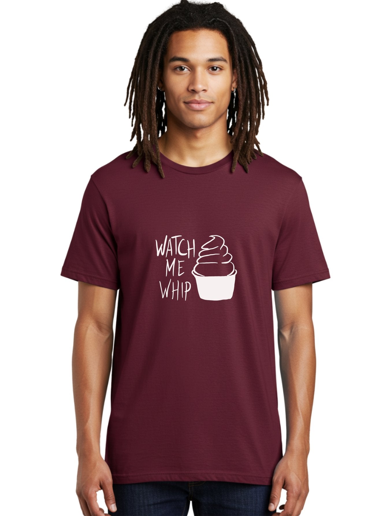 Watch-Me-Whip Men'S Graphic Tee, 100% Cotton, Comfortable Casual Summer Wear, Machine Washable, Whipped Cream, Soft Serve, Cup, Sweet Treat, Frozen Yogurt, Dessert, Fun Phrase, Playful Design, White Illustration, Watch Me Whip -  Aaa138 8