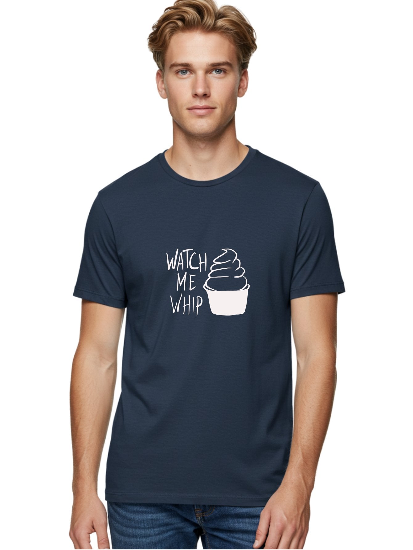 Watch-Me-Whip Men'S Graphic Tee, 100% Cotton, Comfortable Casual Summer Wear, Machine Washable, Whipped Cream, Soft Serve, Cup, Sweet Treat, Frozen Yogurt, Dessert, Fun Phrase, Playful Design, White Illustration, Watch Me Whip -  Aaa138 22